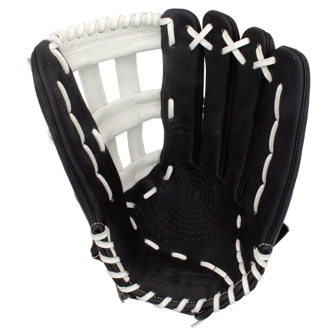 SSK SSK ZSLOW DIMPLE Slowpitch Softball Glove Game Ready 12.5 - 13 - 13.5 - 14 Right & Hand Left Hand Throw (Black/White, 14" - Right Hand Throw)