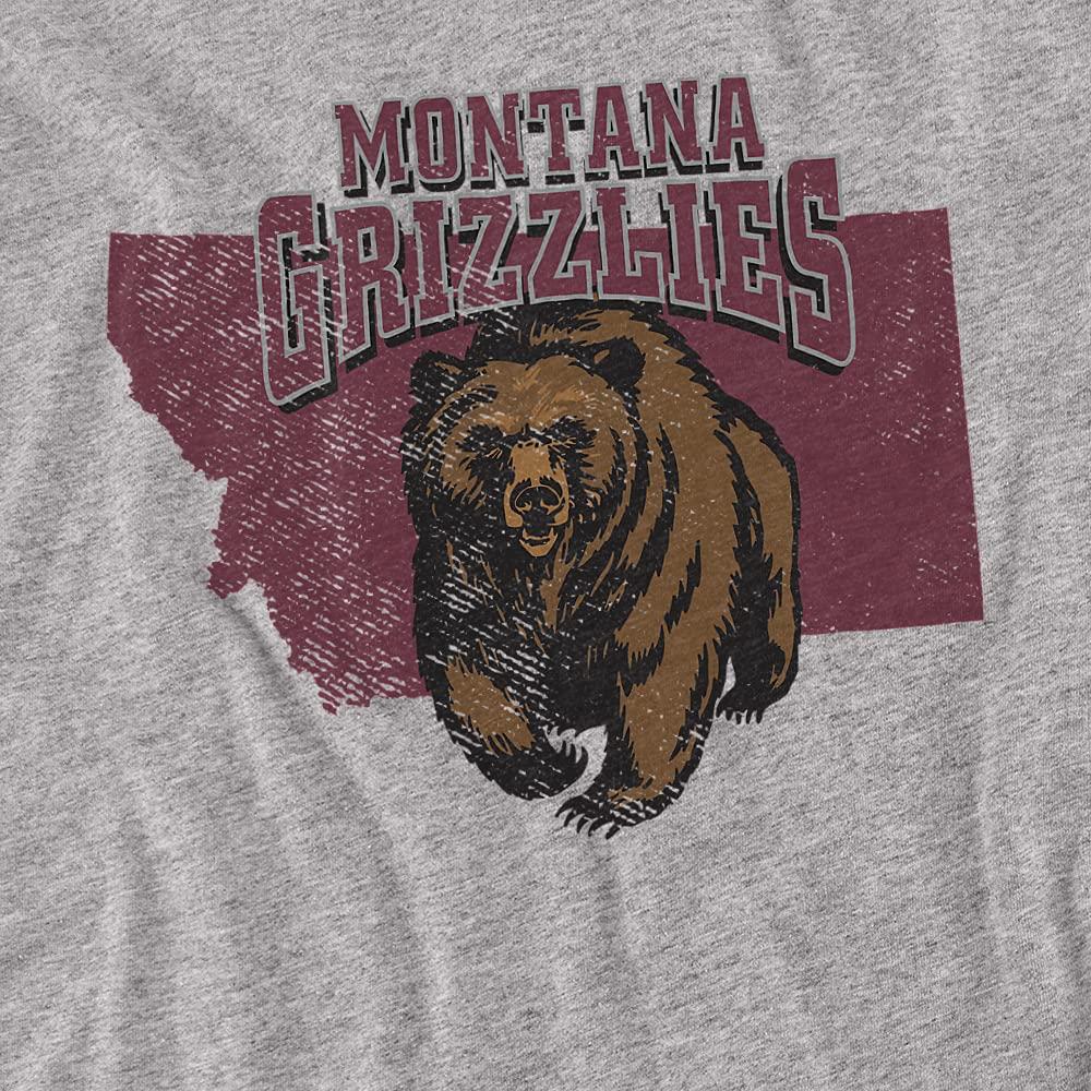 University of Montana University of Montana Official State Shape Unisex Adult T-Shirt, Athletic Heather, Small