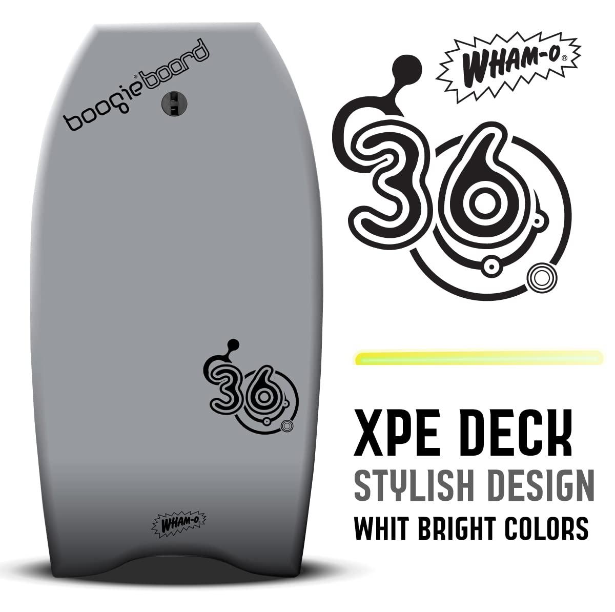 Wham-O BoogieBoard 36 Bodyboard - Phuzion Core - XPE Deck - HDPE Bottom - Crescent Tail - Includes Wrist Leash