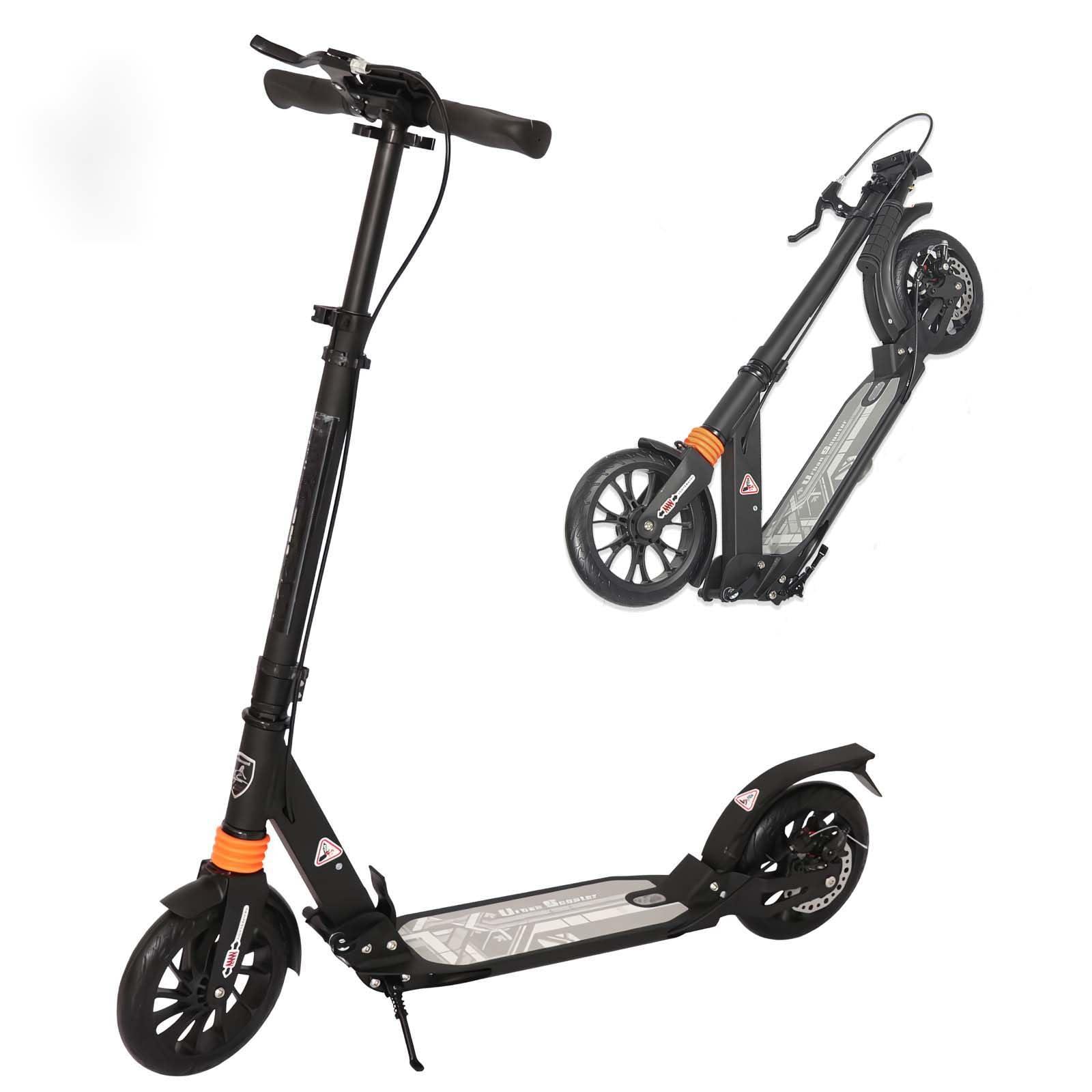CUIOT CUIOT Kick Scooter for Adults - 8" Big Wheels Foldable Scooter for Kids Ages 10+,Teens & Adults, Adjustable Handlebar, Disc Brake& Suspension, Lightweight Aluminum Frame Up to 250+ lbs,Black