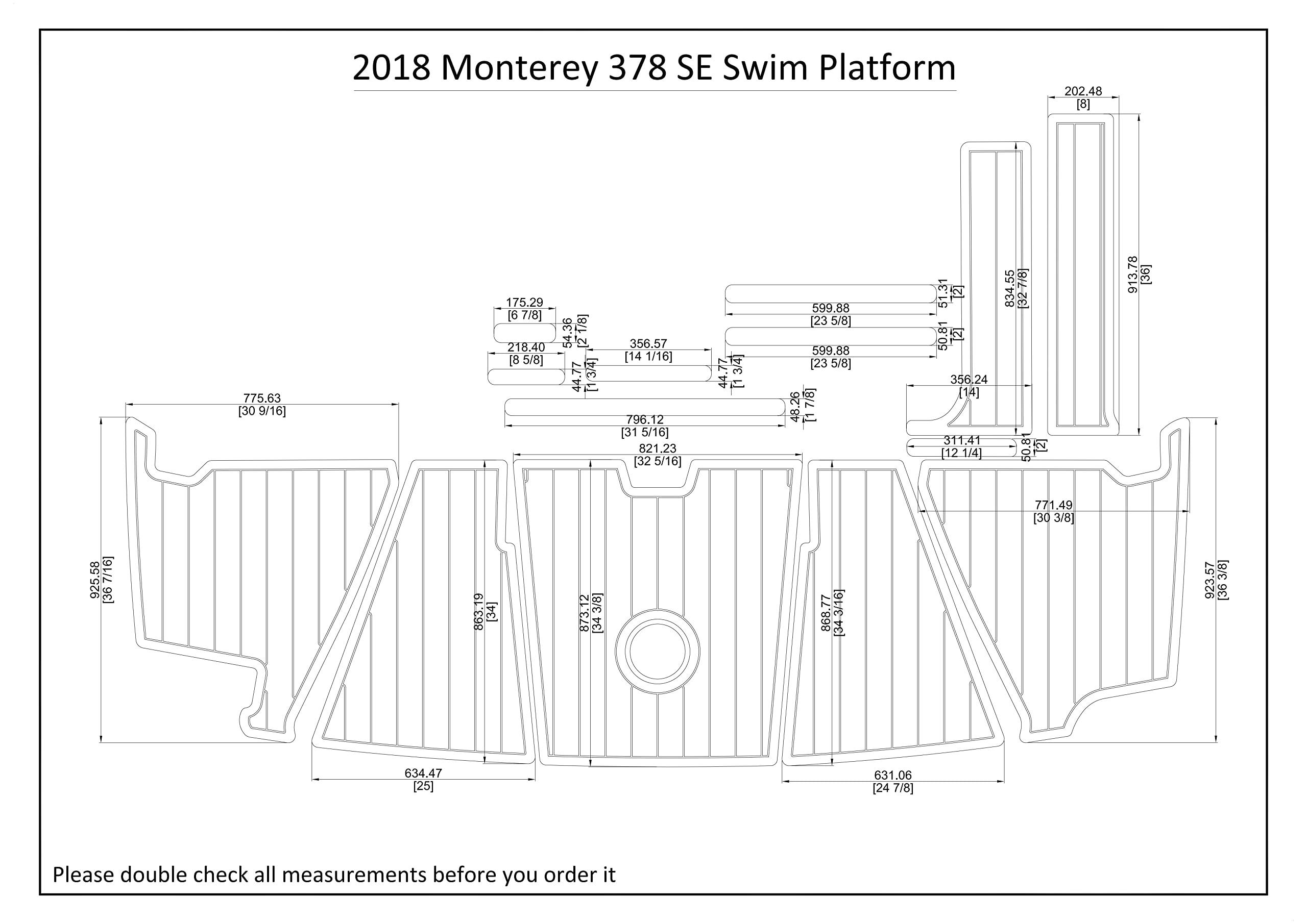 NineFit Basics Boat EVA Faux Teak Decking Floor Compatible with 2018 Monterey 378 SE Swim Platform