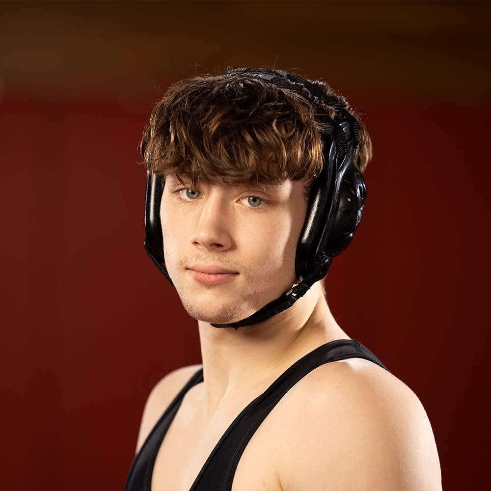 Matman Matman Wrestling Headgear Adult Men Women Ear Guard BJJ Triforce Grappling Head Guard (Black)