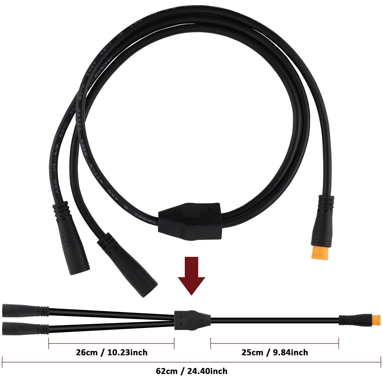 baluoqi baluoqi Electric Bike 1T2 Cable Y-Splitter Extending Wire with Waterproof 3 Pin Connector Extension Cable for Ebike Light, Gear Sensor and Brake in Ebike Conversion Kit