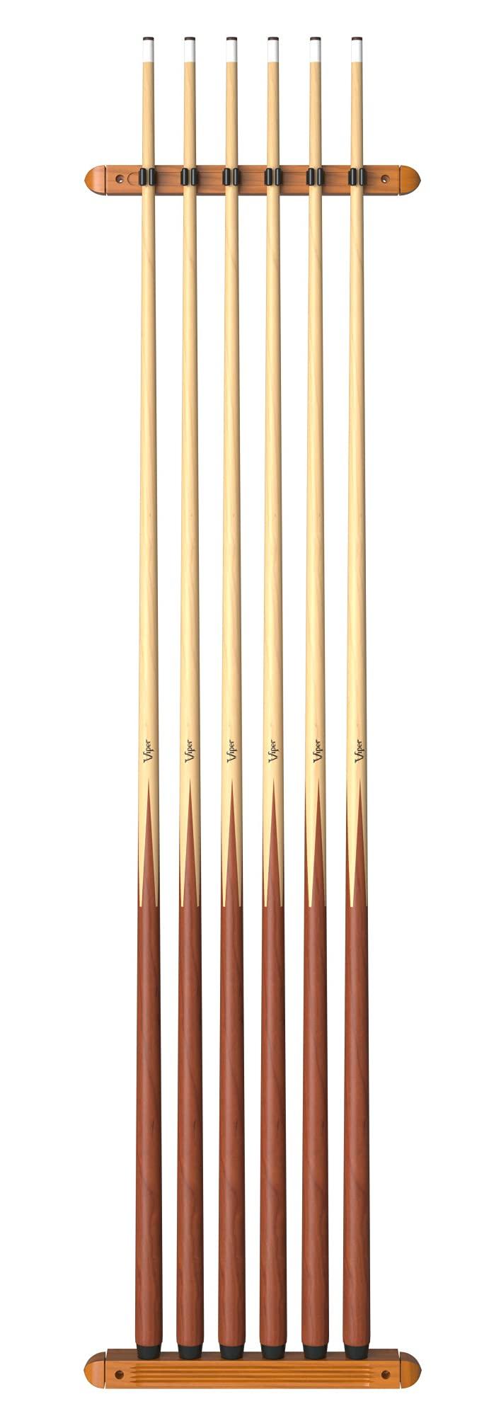 Fat Cat Fat Cat 2-Piece Wall Mounted Hardwood Billiard/Pool Cue Rack, Holds 6 Cues