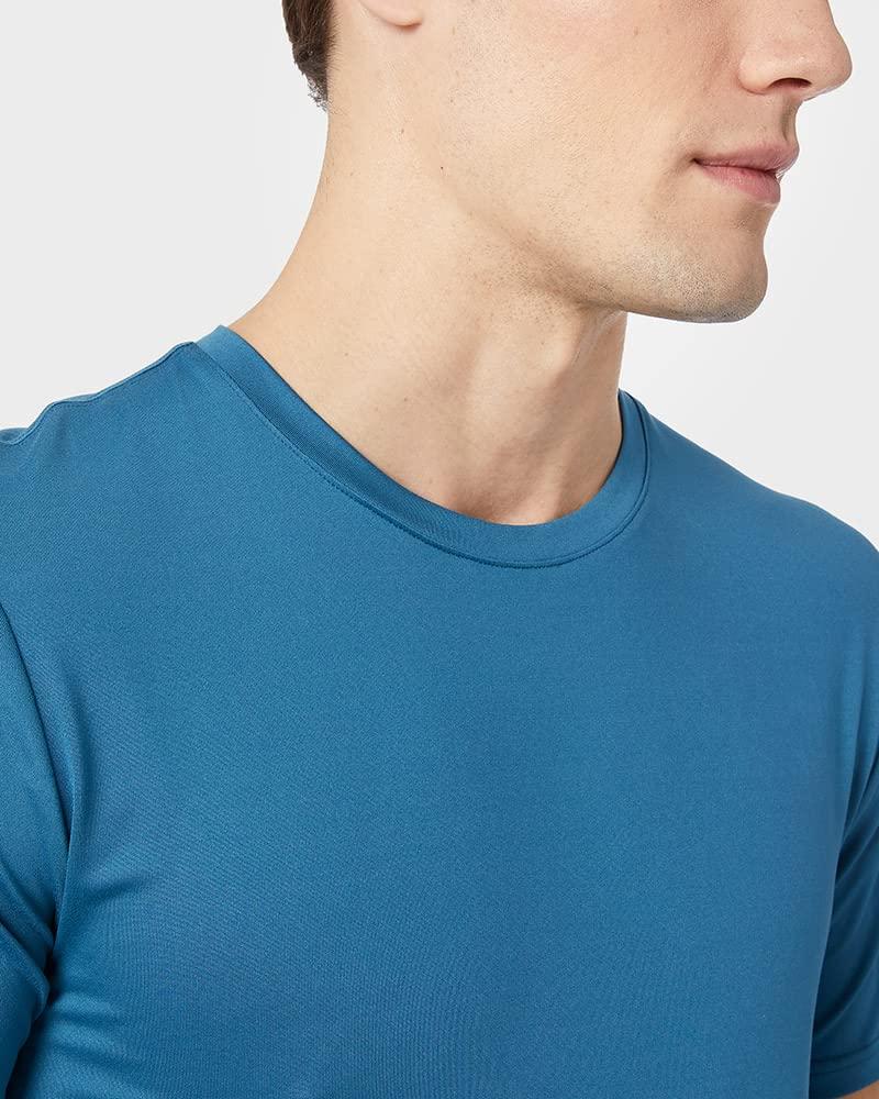 32 Degrees 32 DEGREEES Men's Cool Classic Crew T-Shirt | Anti-Odor | 4-Way Stretch | Moisture Wicking, Blue Steel, Small