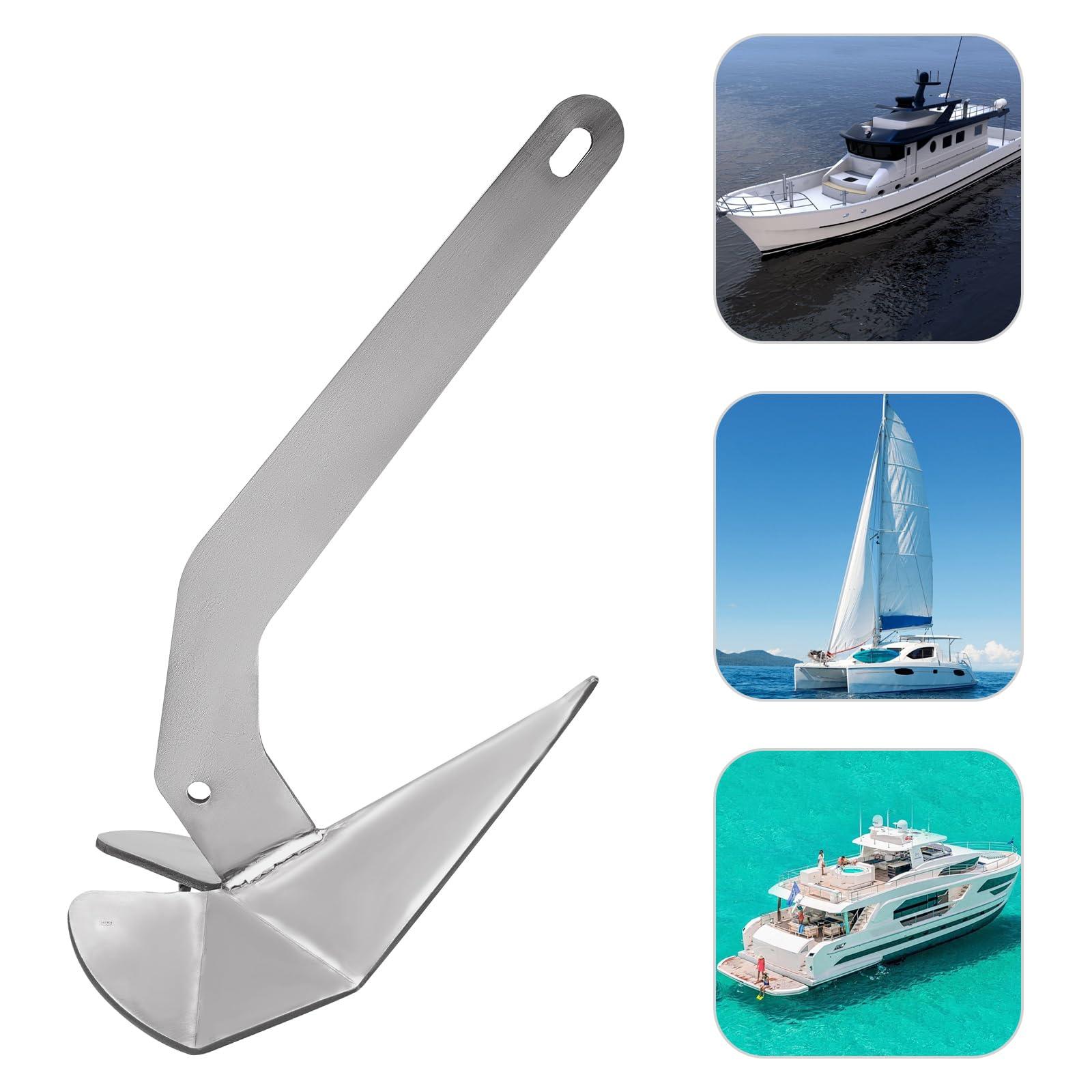 LOHISHILO LOHISHILO Boat Anchor Kit 35 lb Small Yacht Boat Anchor, Marine Stainless Steel 316 Wing Style Anchor 31.1 * 14.4.14.6in for Sand, Pebbles, Rocks, Grass, Seaweed, Coral Bottoms