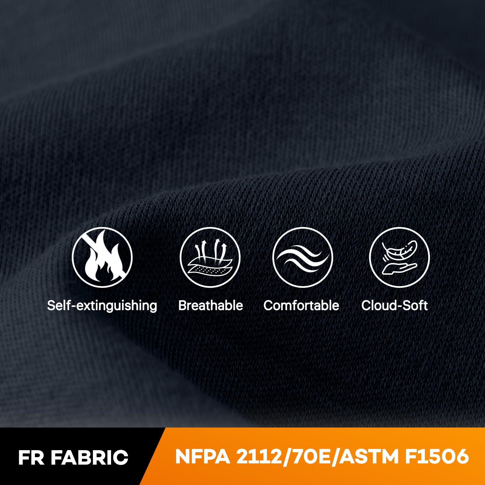 WORKWEYA WORKWEYA FR Shirts for Men 6.5oz Flame Resistant Shirt Lightweight NFPA 2112 Long Sleeve Shirt Blue