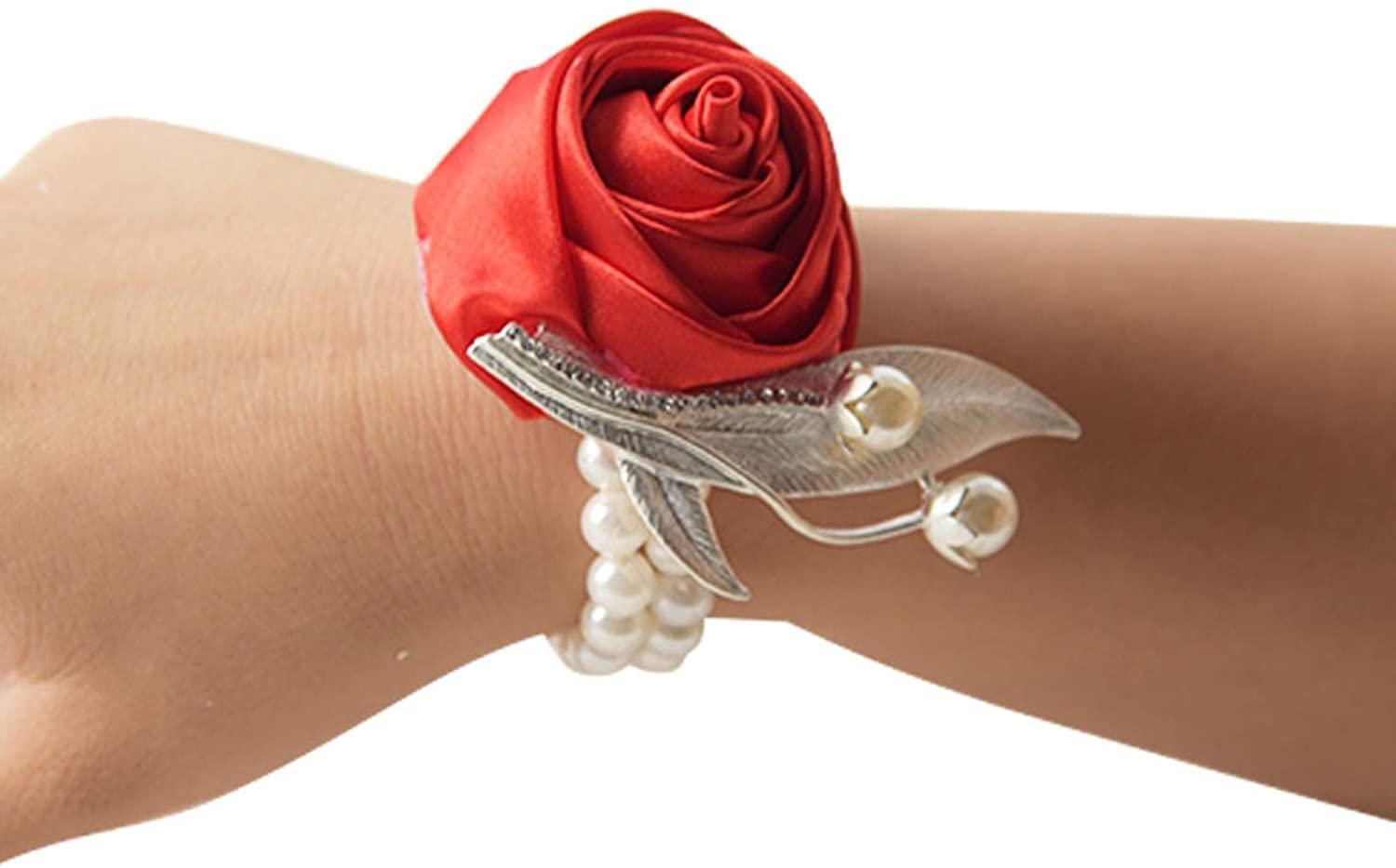 LSDRALOBBEB Corsages for Wedding Corsage and Boutonniere Set Wrist Corsage Hand Wrist Flower Pink Accessories Wedding Hands Bridal Wristband Flower Bracelet for Bridesmaids Bridesmaid Bracelet LSDRALOBBEB 1116(Co