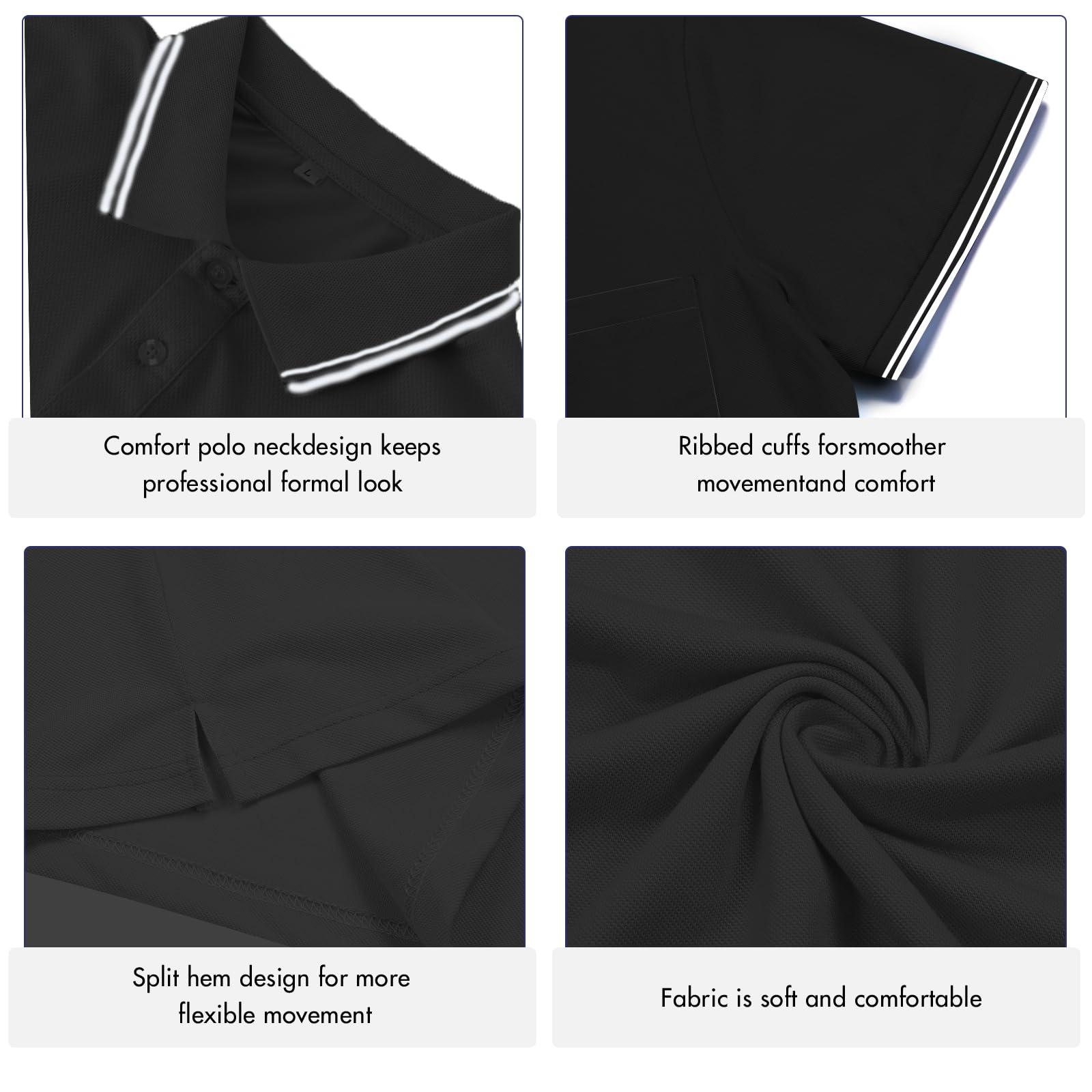 redgino Men's Baseball Softball Umpire Shirt Short Sleeve Polo Ref Jersey Referee Gear - Sized for Chest Protector Black L