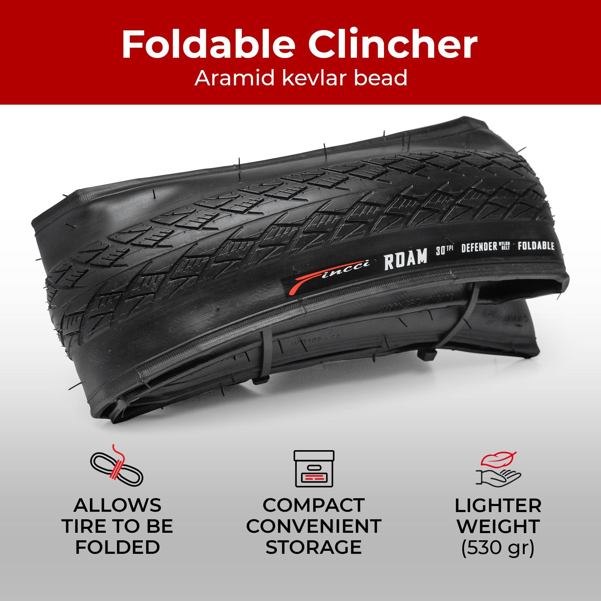 Fincci Fincci Pair 700x38c Foldable Bike Tires, 40-622, with 1mm Antipuncture Protection Ideal for Electric, Road, Mountain, MTB, and Hybrid Bikes (Pack of 2)