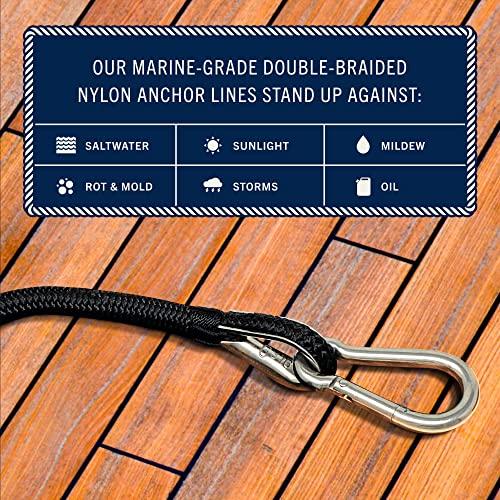 Rainier Supply Co Rainier Supply Co. Boat Anchor Line - 100 ft x 3/8 inch Anchor Rope - Double Braided Nylon Anchor Boat Rope with 316SS Thimble and Heavy Duty Marine Grade Snap Hook - Black