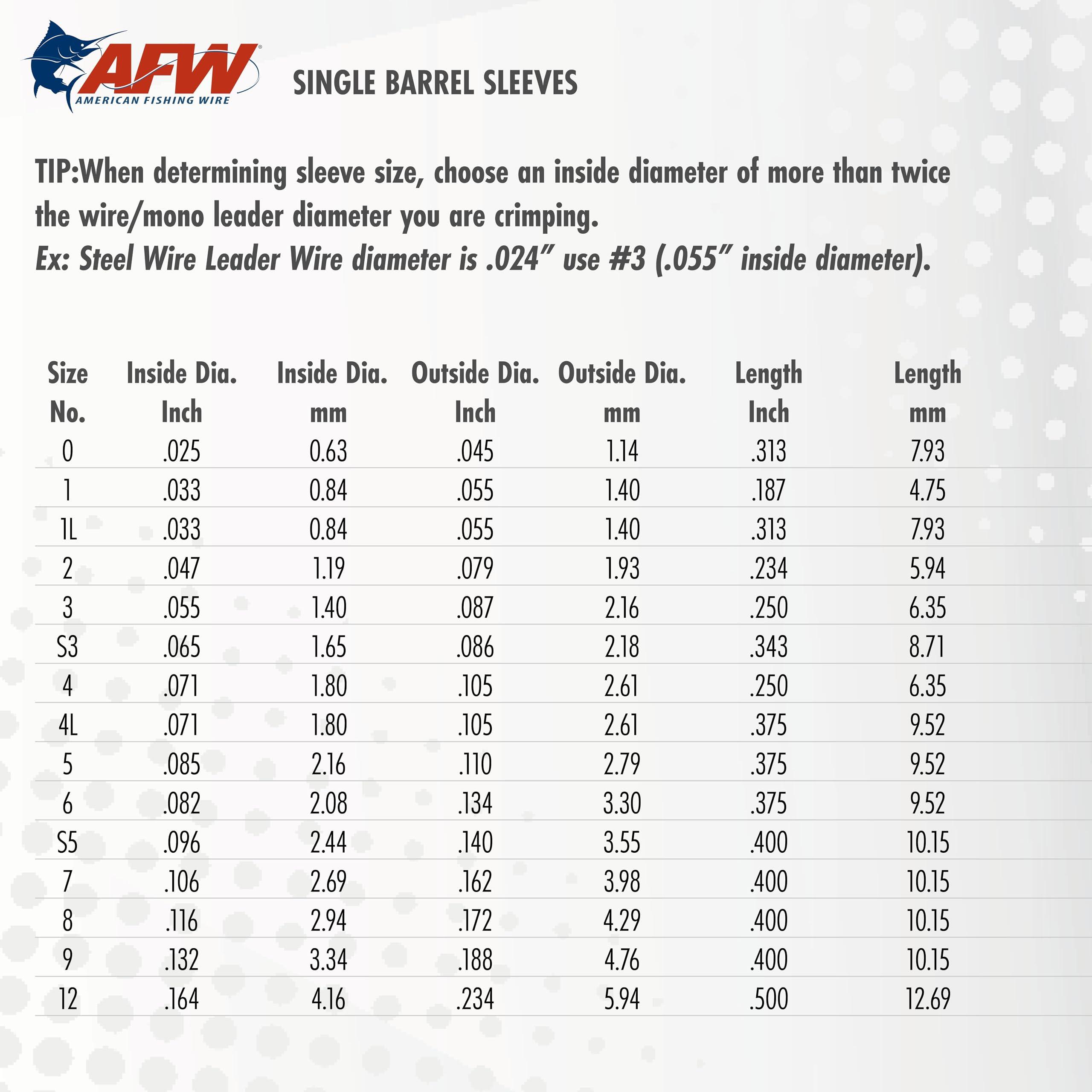 AFW AFW American Fishing Wire Single Barrel Crimp Sleeves, Size #4L/.071\", Nickel, 1,000 pc