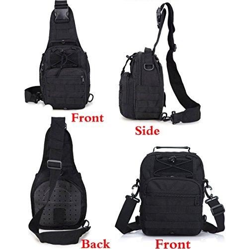 Rullar Rullar Small Hiking Daypack Sling Chest Bag Multifunctional Shoulder Messenger Crossbody Backpack Camping Pack Black