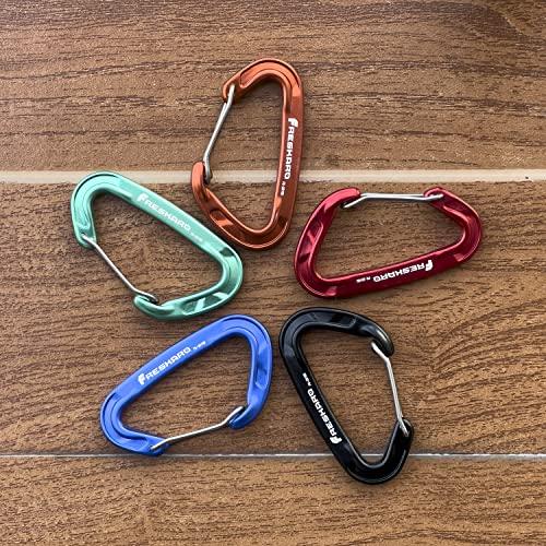 FresKaro FresKaro Wire gate Carabiner Clips, 15kN WireGate Caribeener Heavy Duty, Caribeaner Spring Snap Hooks, D ring, Strong, Lightweight, 4Pack for Keychain, Key, Gym, Outdoor Camping, Medium Size, Green
