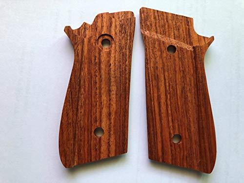 Handcraft New! Grips Compatible with Taurus Pt-92, Pt-99, Pt100, Pt101 Decocker, Half Checkered & Finger Groove- Thai Handmade and Ship from Thailand