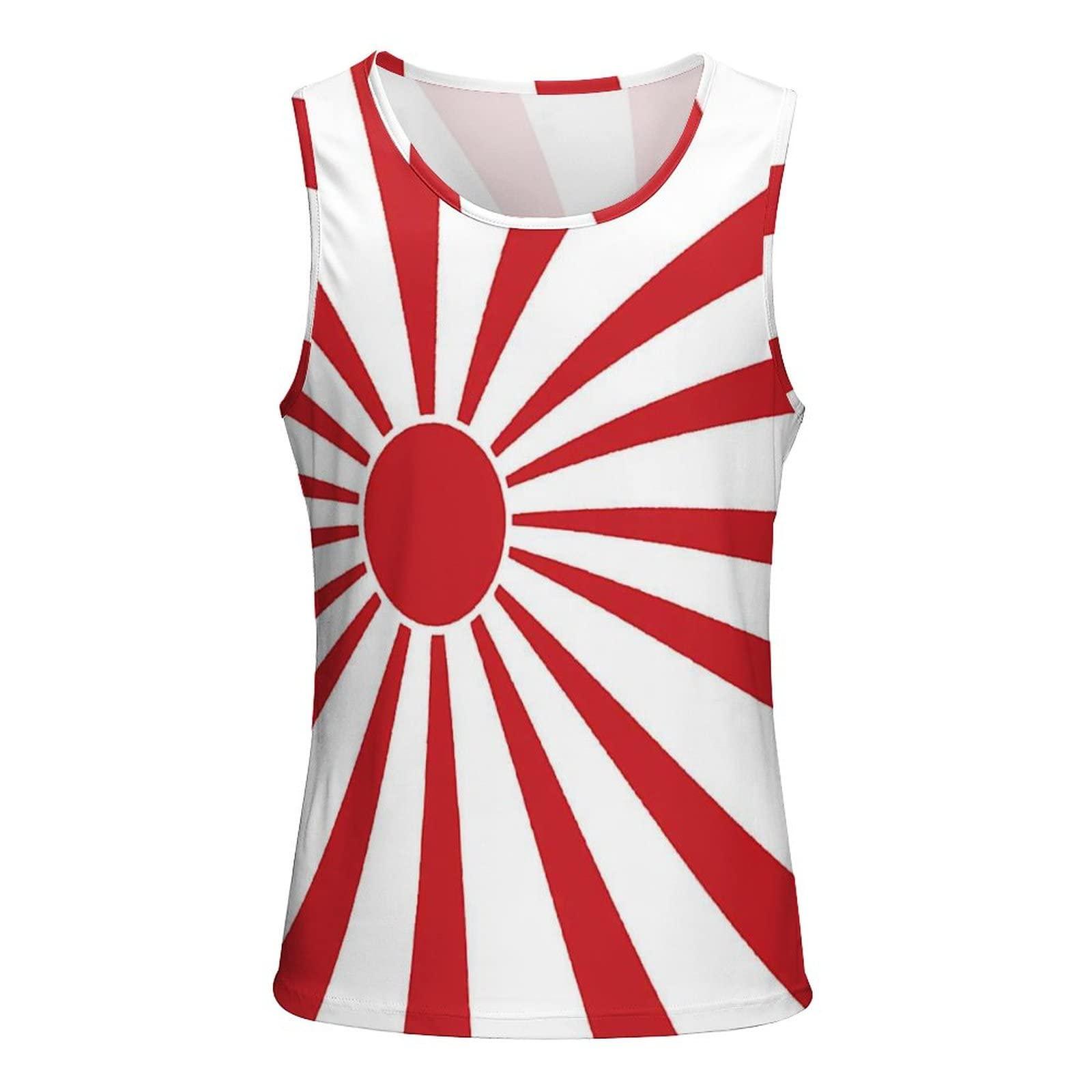 BAIKUTOUAN BAIKUTOUAN Japanese Rising Sun Flag Men\'s Tank Top Casual T-Shirts Sleeveless Funny Tees Beach Shirt Print