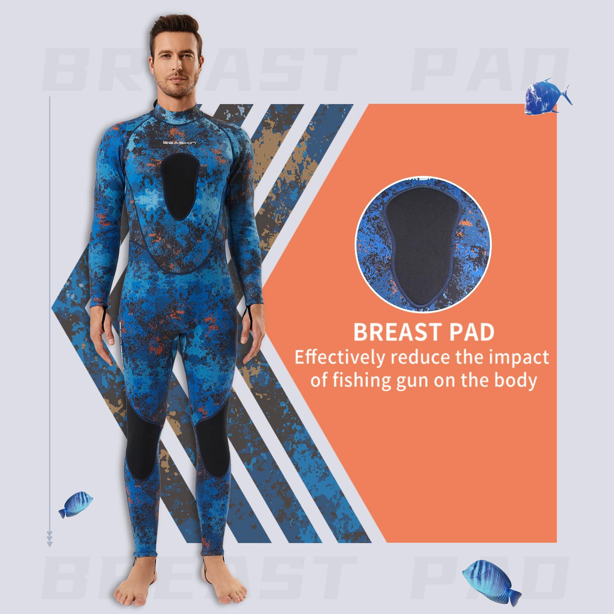 Seaskin Seaskin Spearfishing Wetsuit for Mens, 1.5mm Neoprene Camo Full Body Diving Suits for Snorkeling Swimming (3mm, Small)