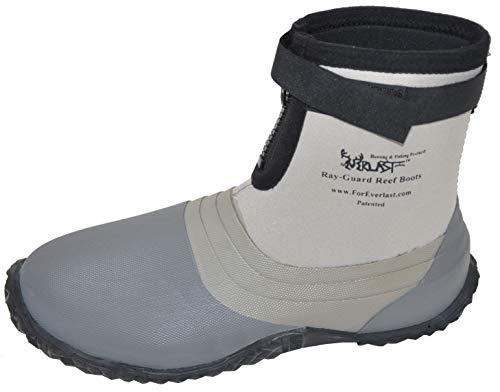 Foreverlast Inc. ForEverlast Ray-Guard Reef Wading & Fishing Boots Generation II for Men and Women, Grey, Size 3, Hard Soled Vulcanized Rubber Bottom, Neoprene, Lightweight, Waterproof (PkRdH1002njpfW)