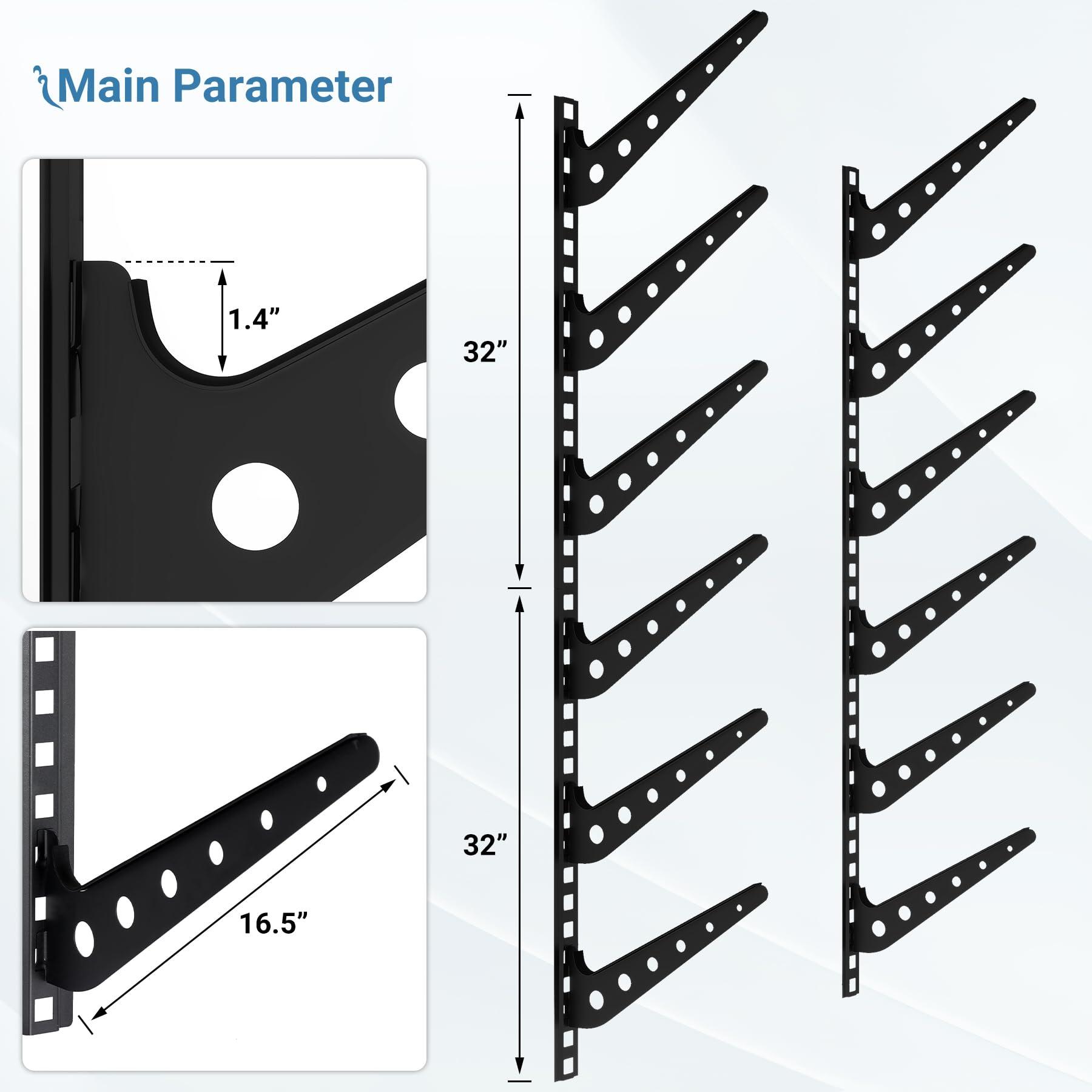 Neorexon Neorexon Adjustable Surfboard Rack, 6 Board Surfboard Wall Mount Display, Metal Surfboard Wall Hanger, Surfboard Wall Rack Horizontal for Surfboard, Wakeboard, Snowboard Storage in Home or Garage