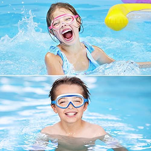COOLOO COOLOO Kids Swim Goggles for Age 3-15, 2 Pack Kids Goggles for Swimming with Nose Cover, No Leaking, Anti-Fog, Waterproof, Blue+Green