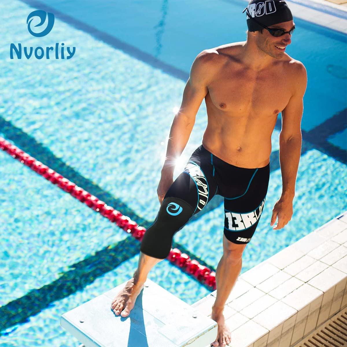 Nvorliy Nvorliy Knee Compression Brace Support for Swimming, Aquatic, Sailing, Scuba Diving, Surfing, Paddle Boarding, Kayaking, Water Sports or Injury Recovery - Water Resistant Sleeve, Fit Women & Men (S)