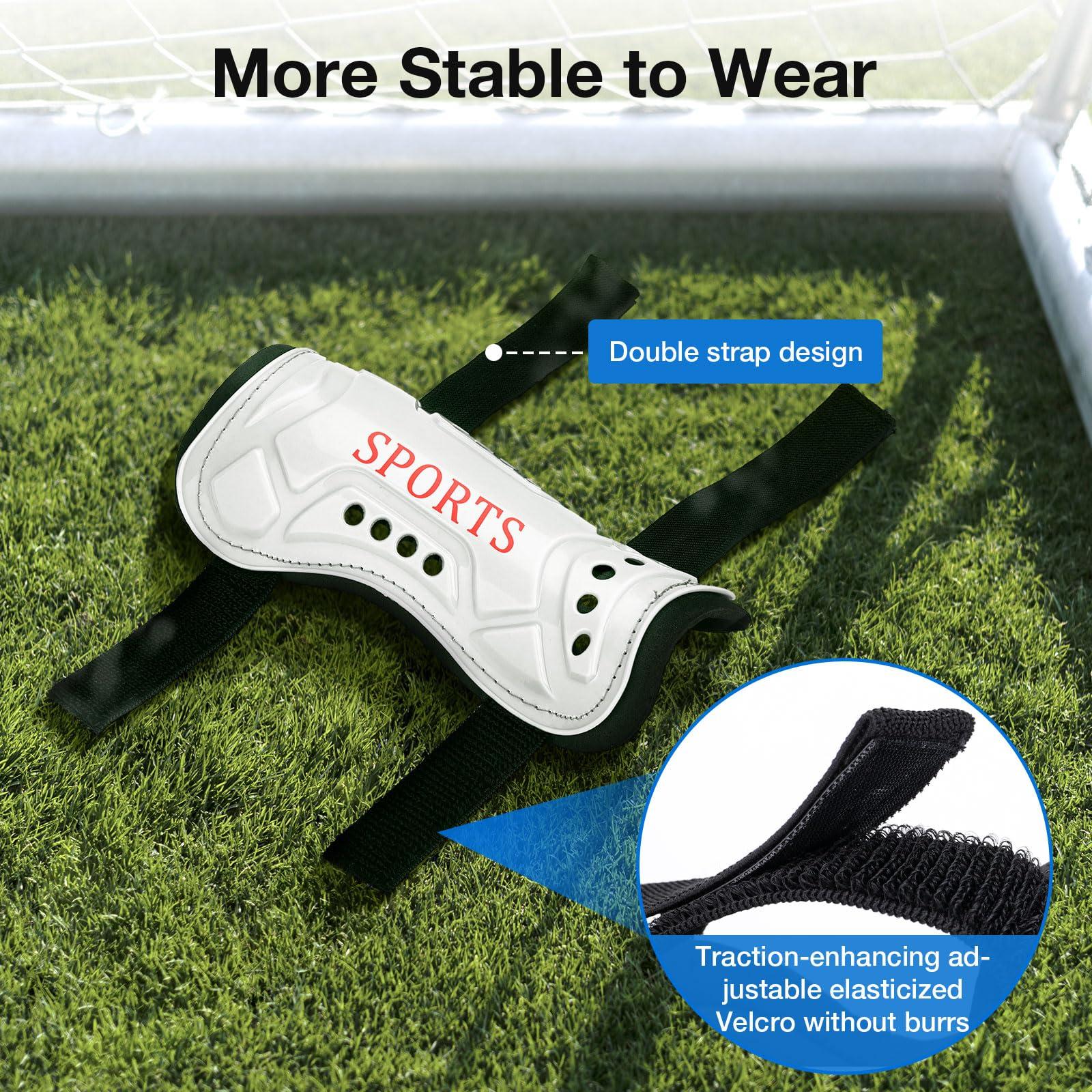 Motspo Motspo Soccer Shin Pads with Adjustable Double Strap (Black, White & Medium) & Motspo Soccer Extra Mini Shin Guards for Toddler Kids Youth and Adults