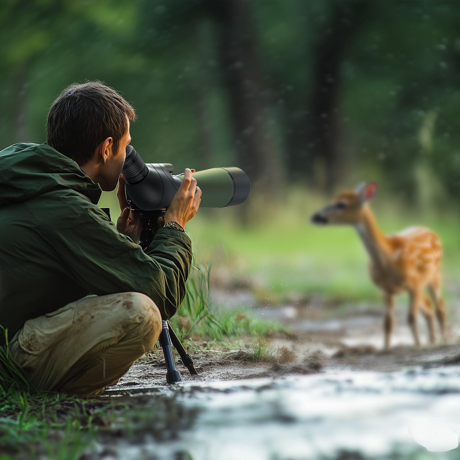 Gosky Gosky Updated 20-60x80 Spotting Scopes with Tripod, Carrying Bag and Quick Phone Holder - BAK4 High Definition Waterproof Spotter Scope for Bird Watching Wildlife Scenery1,Green