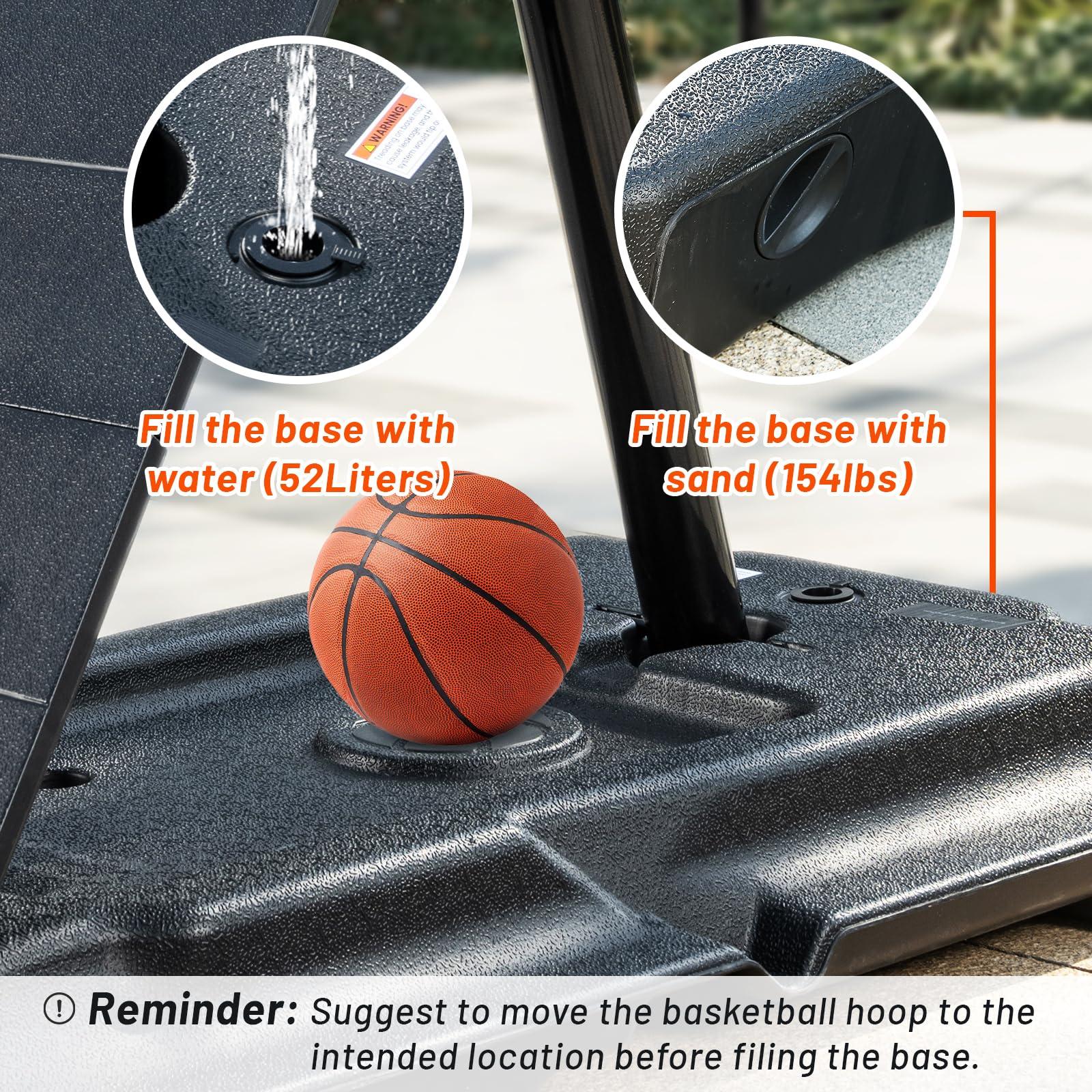 Skytime Skytime Basketball Hoop,Portable Basketball Hoop Outdoor with Shatterproof 44in PC Backboard,5.3-10ft Height Stepless Regulation Basketball Goal System with Rebound PlateBlack