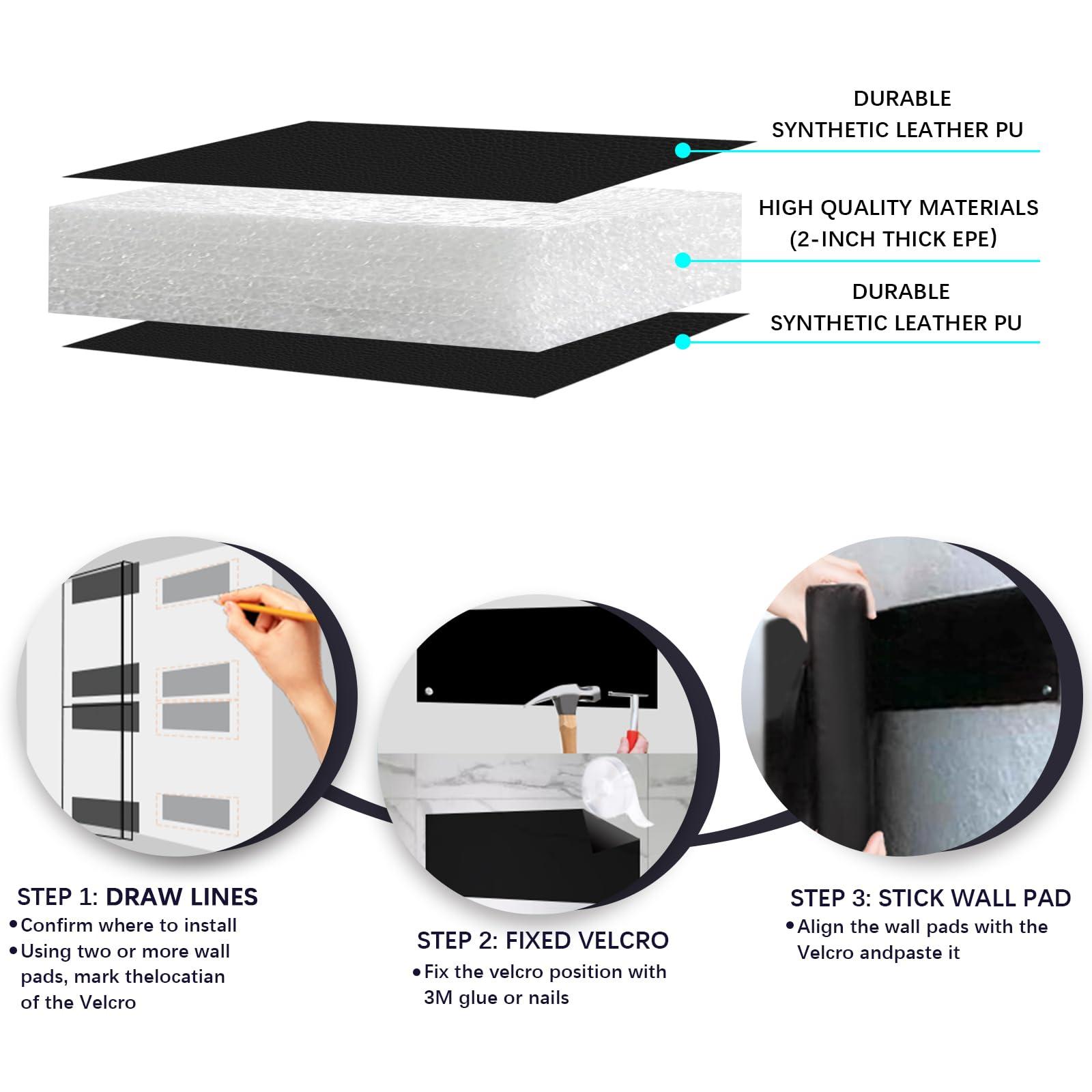 PROGOAL PROGOAL 60" x 24" x 2" Gym Wall Padding Basketball Court Wall Mats Athletes Protector,Removable High Elasticity Tear-Resistant 2" Thick Foam High-Density Wall Pads for Safty(Blue)