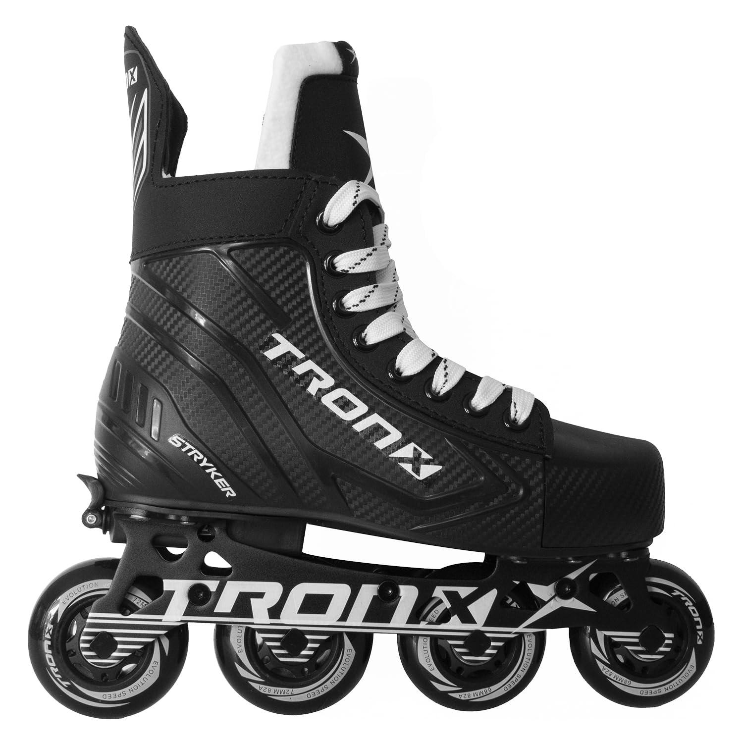 TronX TronX Stryker Adjustable Senior Intermediate Junior Youth Roller Inline Hockey Skates, 2024 New Model (YTH Skate 11-1 (Shoe Size 13-3))