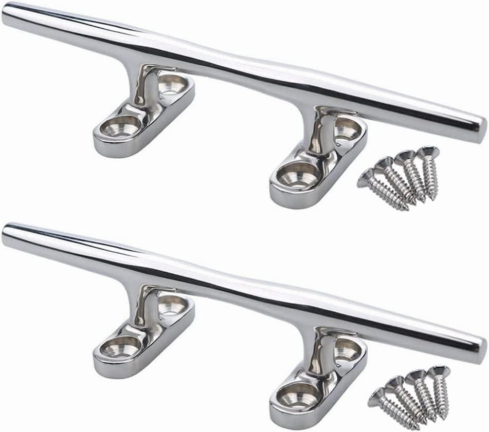 MIZUGIWA MIZUGIWA 6 inch Boat Cleat 316 Stainless Steel Dock Cleat Open Base Cleats Boat Dock Cleats Rope Cleat with Fasteners for Boat Docks,Decks,Kayaks,Marine, Nautical Decor,Pack of 2