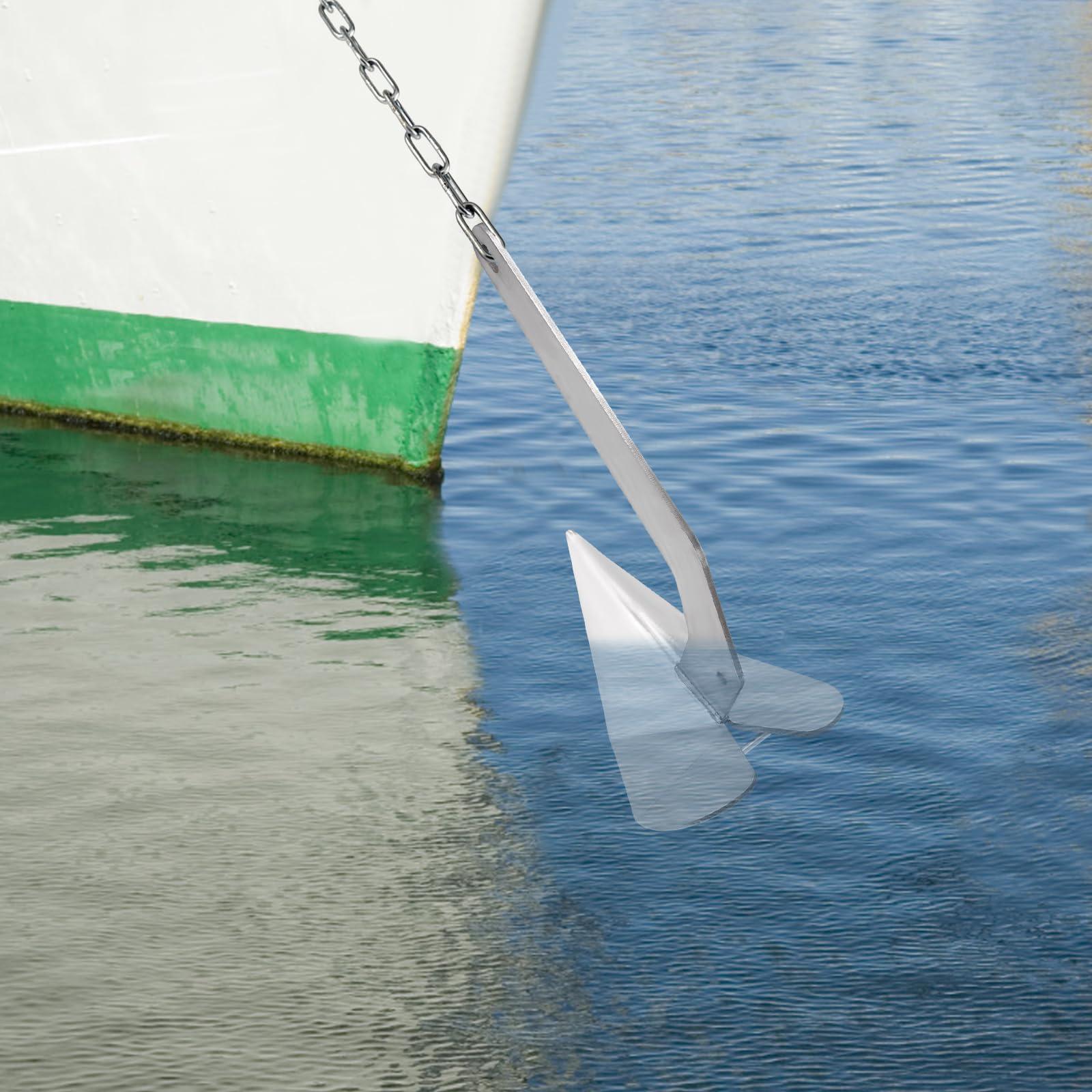 LOHISHILO LOHISHILO Boat Anchor Kit 35 lb Small Yacht Boat Anchor, Marine Stainless Steel 316 Wing Style Anchor 31.1 * 14.4.14.6in for Sand, Pebbles, Rocks, Grass, Seaweed, Coral Bottoms