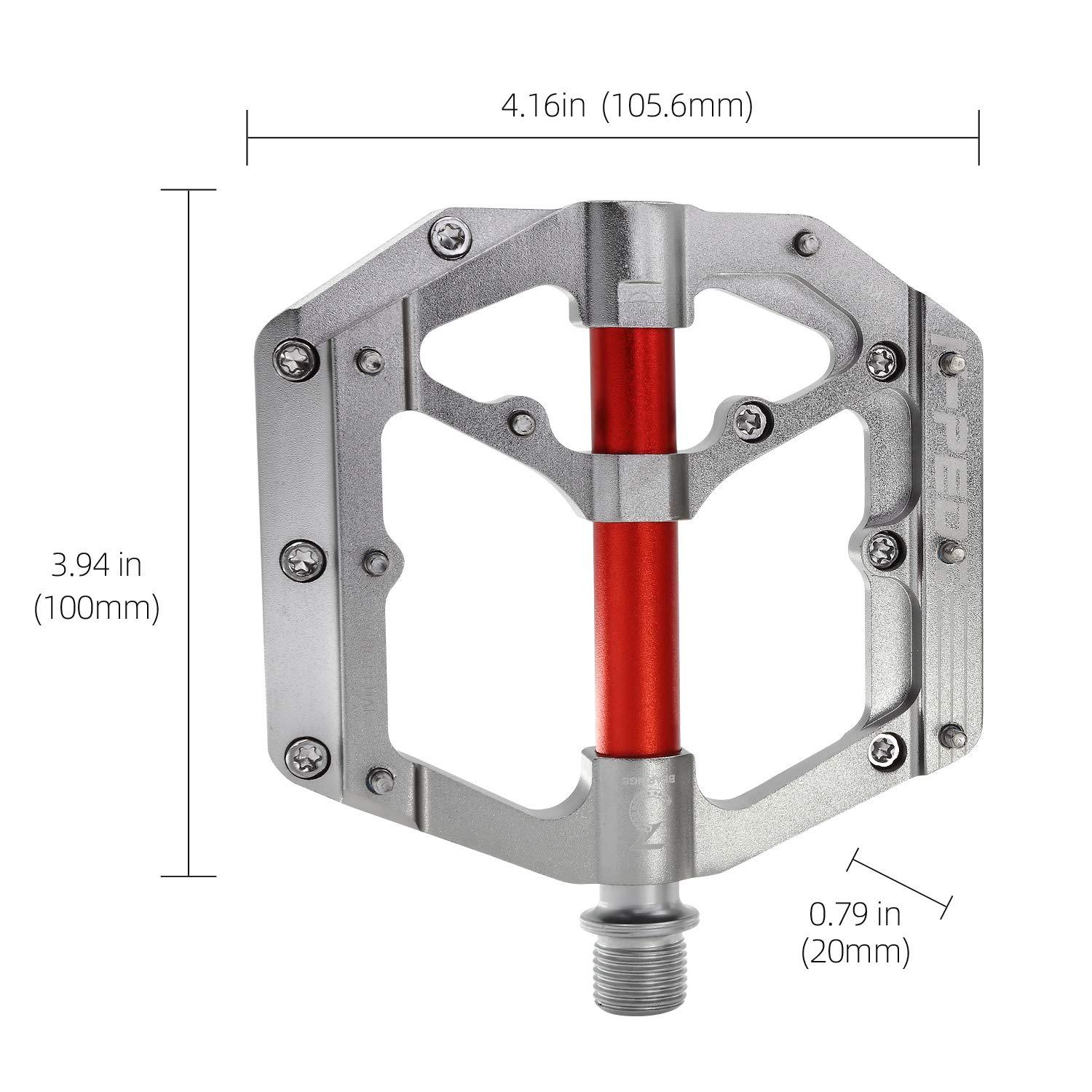 K PEDC K PEDC Aluminum Alloy 9/16" Bike Pedal MTB Wide Platform Flat Non-Slip Bicycle Pedals with 3 Bearings for Mountain Bikes, Road, BMX