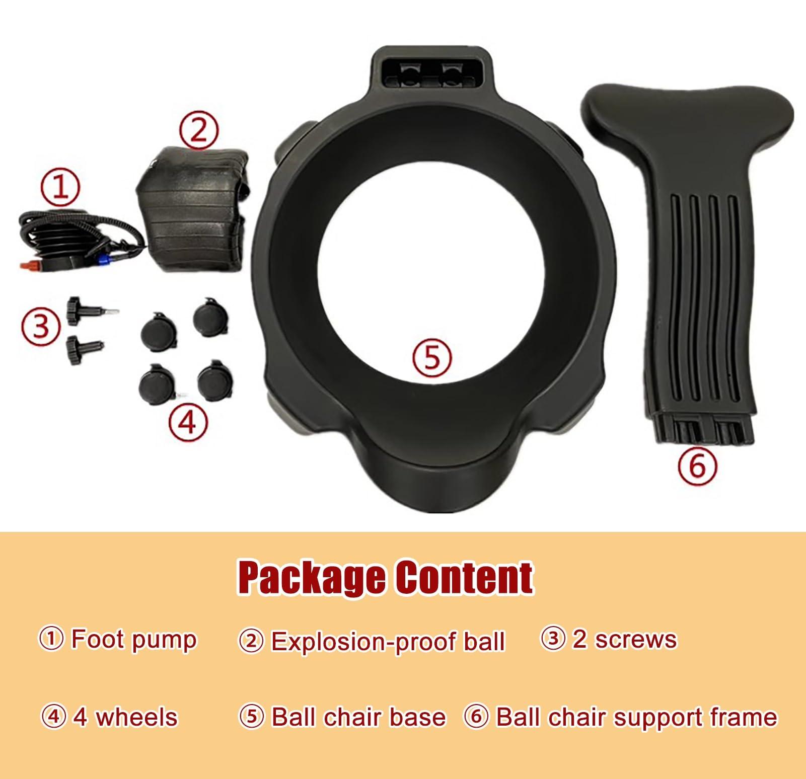 NUNETH Ergonomic Balance Ball Chair for Home and Office Desk, Premium Exercise Ball Stability Yoga Ball Posture Chair, Includes Anti-Burst Ball and Air Pump