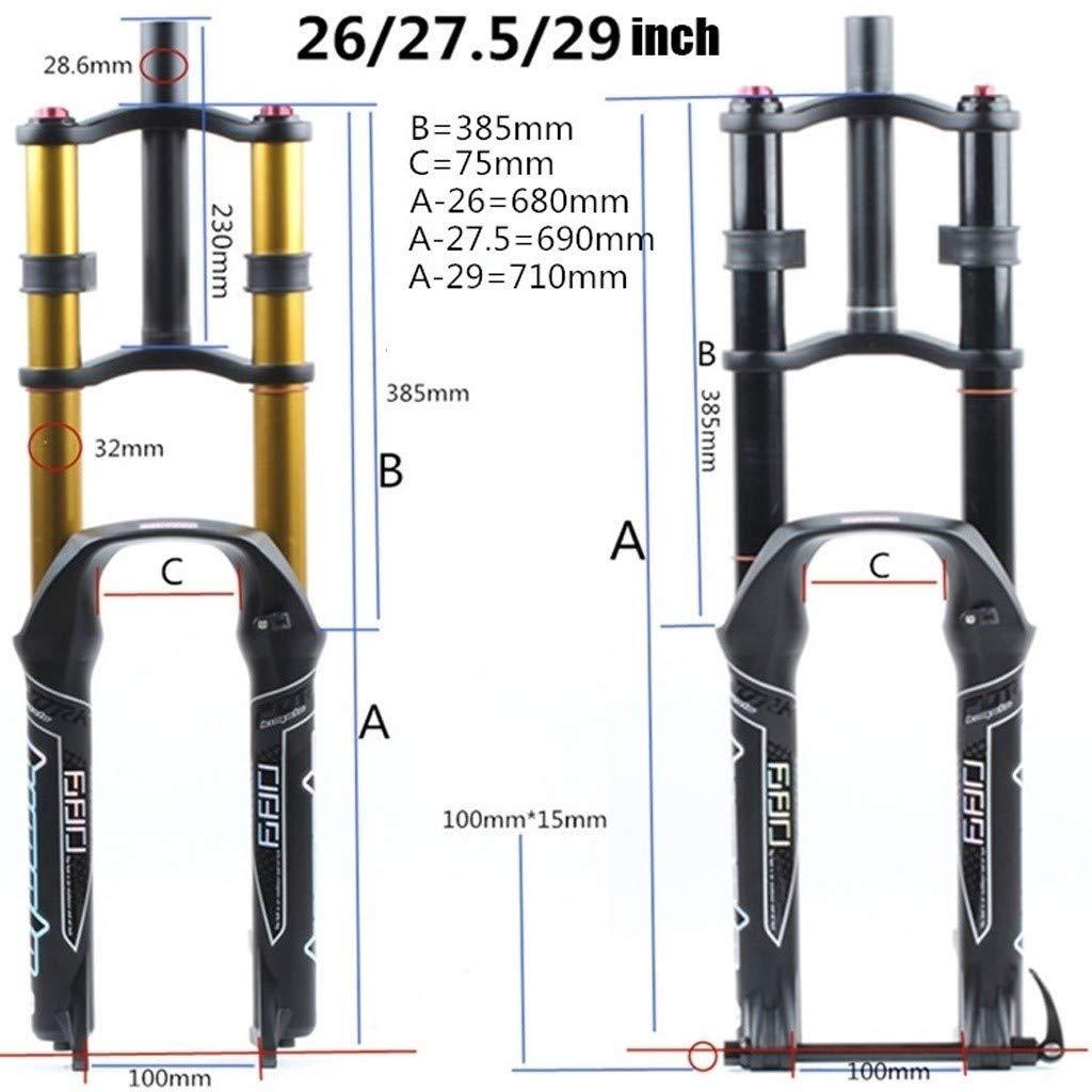 RUJIXU RUJIXU 26 27.5 29 Inch MTB Bike Suspension Fork Travel 135mm Downhill Fork Rebound Adjust Double Shoulder DH Air Straight 1-1/8 Ultralight Bicycle Shock Absorber Delivery from USA