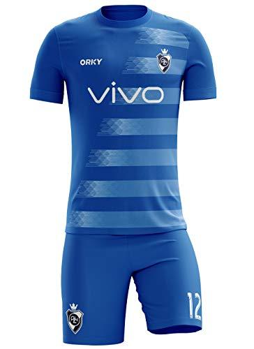 ORKY ORKY Custom Soccer Jersey with Short Men Kids Women USA Football Team Uniform, Personlize Name Number Shirt (Blue,130cm)