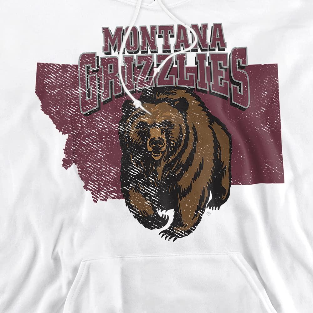 University of Montana University of Montana Official State Shape Unisex Adult Pull-Over Hoodie,White, Medium