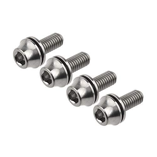 Wanyifa Wanyifa Titanium M5x12mm with Washers Bicycle Water Bottle Cage Hex Bolts Pack of 4 (Normal Titanium)
