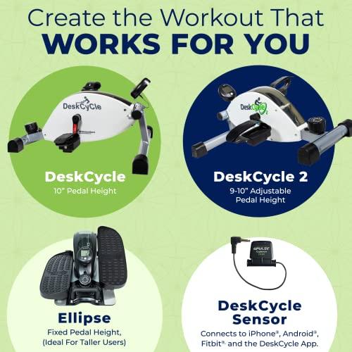 DeskCycle DeskCycle 2 Under Desk Bike Pedal Exerciser with Adjustable Height - Stationary Bikes for Home & Office (Grey)