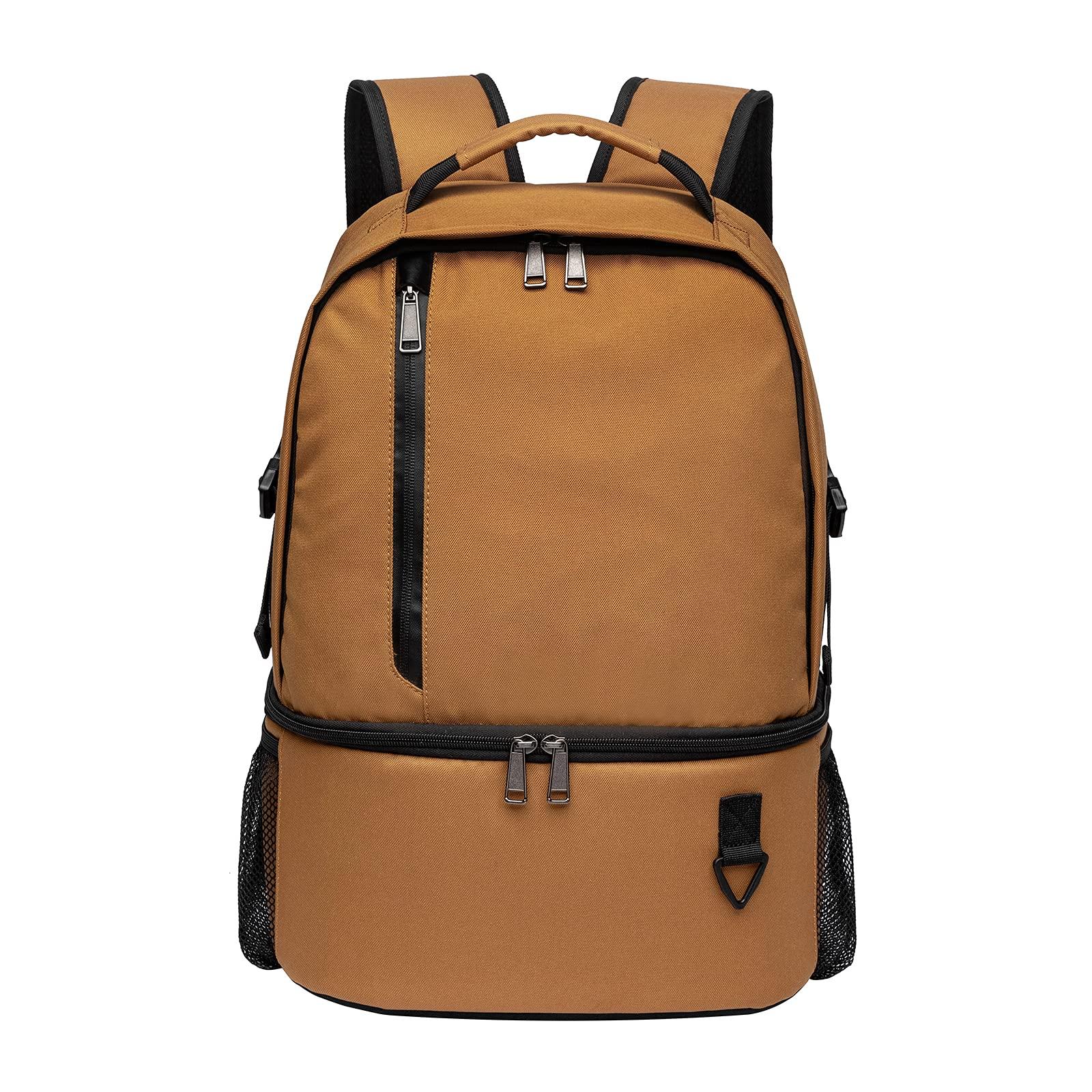 TUGUAN TUGUAN Insulated Cooler Backpack 38/42 Cans Double Deck Leakproof Lightweight Soft Lunch Backpack Small Cooler Bag Beach Picnic, Brown