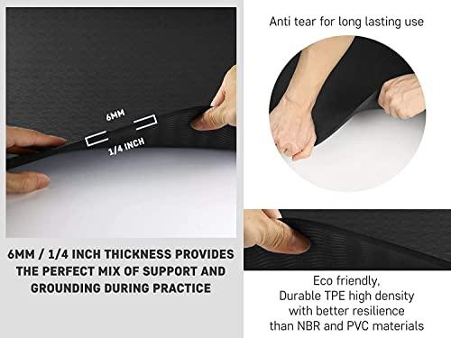 Clever Yoga Clever Yoga Mat BetterGrip Eco-Friendly Recyclable Non-Slip and Durable TPE 6mm or 1/4\" Thick - (Black)