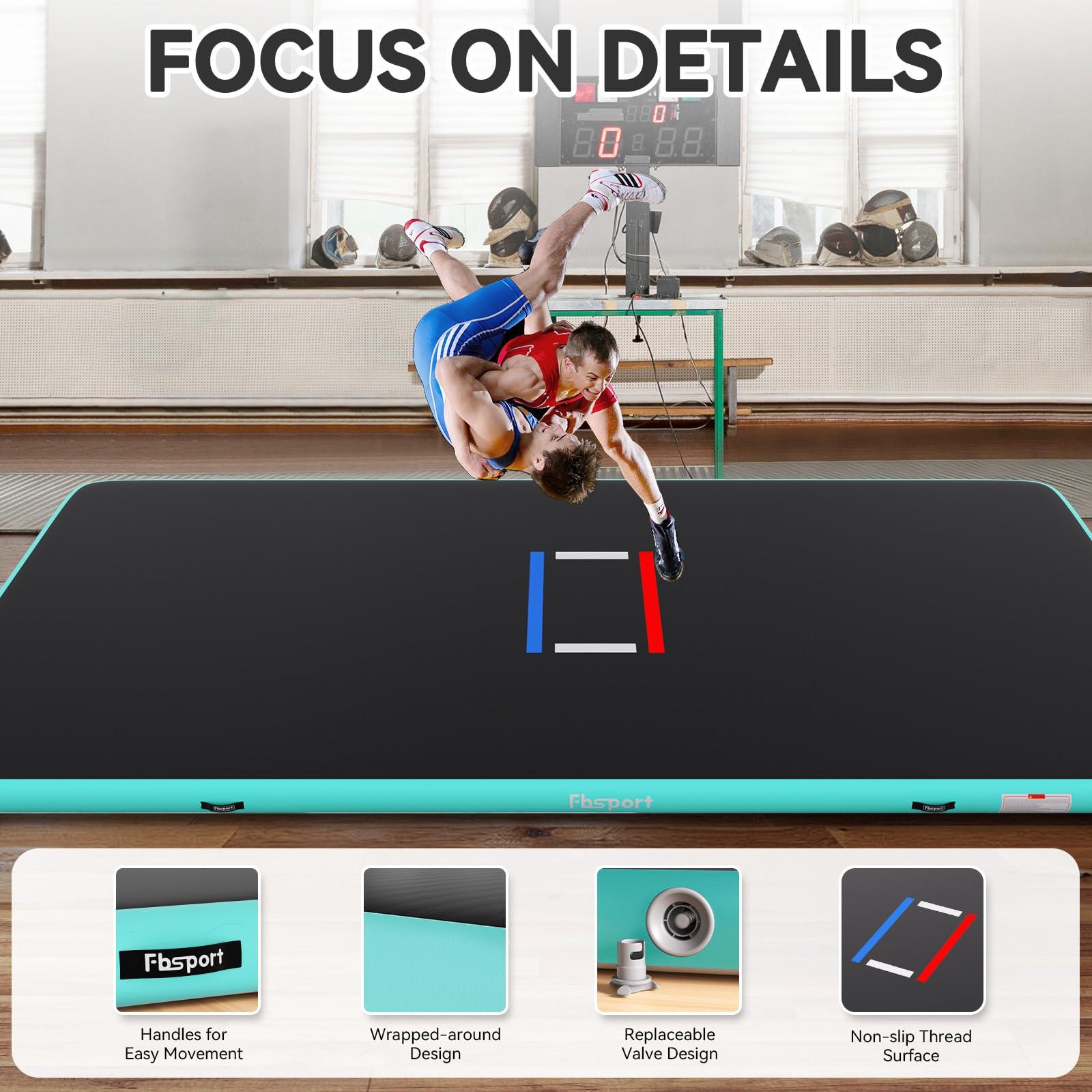 FBSPORT FBSPORT Inflatable Wrestling Mat, Outdoor and Indoor PVC Jiu Jitsu Mats, 10'x5' Gymnastics Training Mat Foldable Home Mat for BJJ, MMA, Martial Art, Boxing, Grappling and Judo