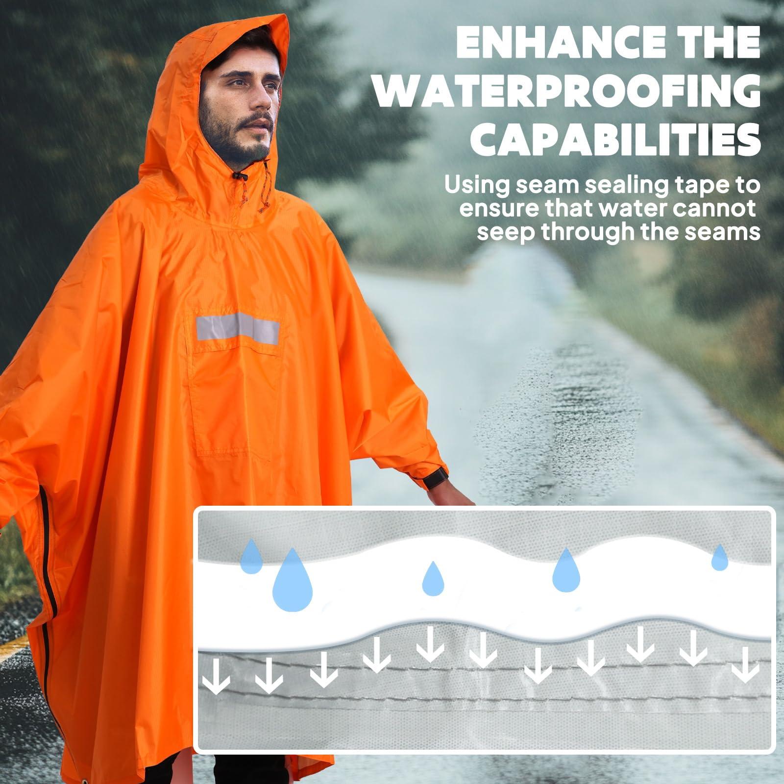 ANYOO ANYOO Hooded Rain Poncho for Adults with Pocket, Waterproof Lightweight Rain Coats for Men Women Reusable Rain Jacket for Emergency Camping Outdoor Activities