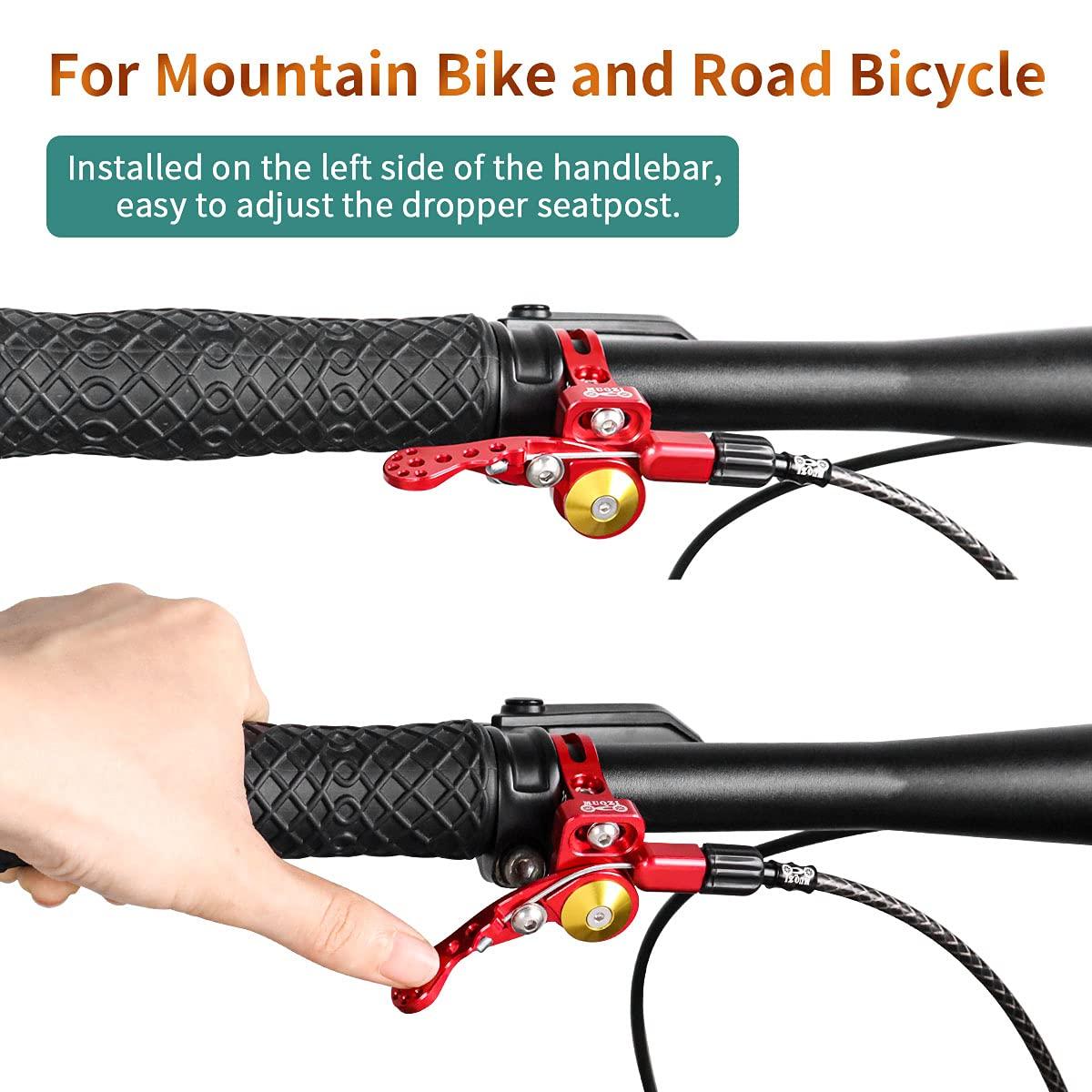 MUQZI MUQZI Dropper Post Lever, Bike Seatpost Dropper Remote Lever Shifter Adjustable Control Remote for 22.2mm Mountain Bike and Road Bicycle Handlebars, Red