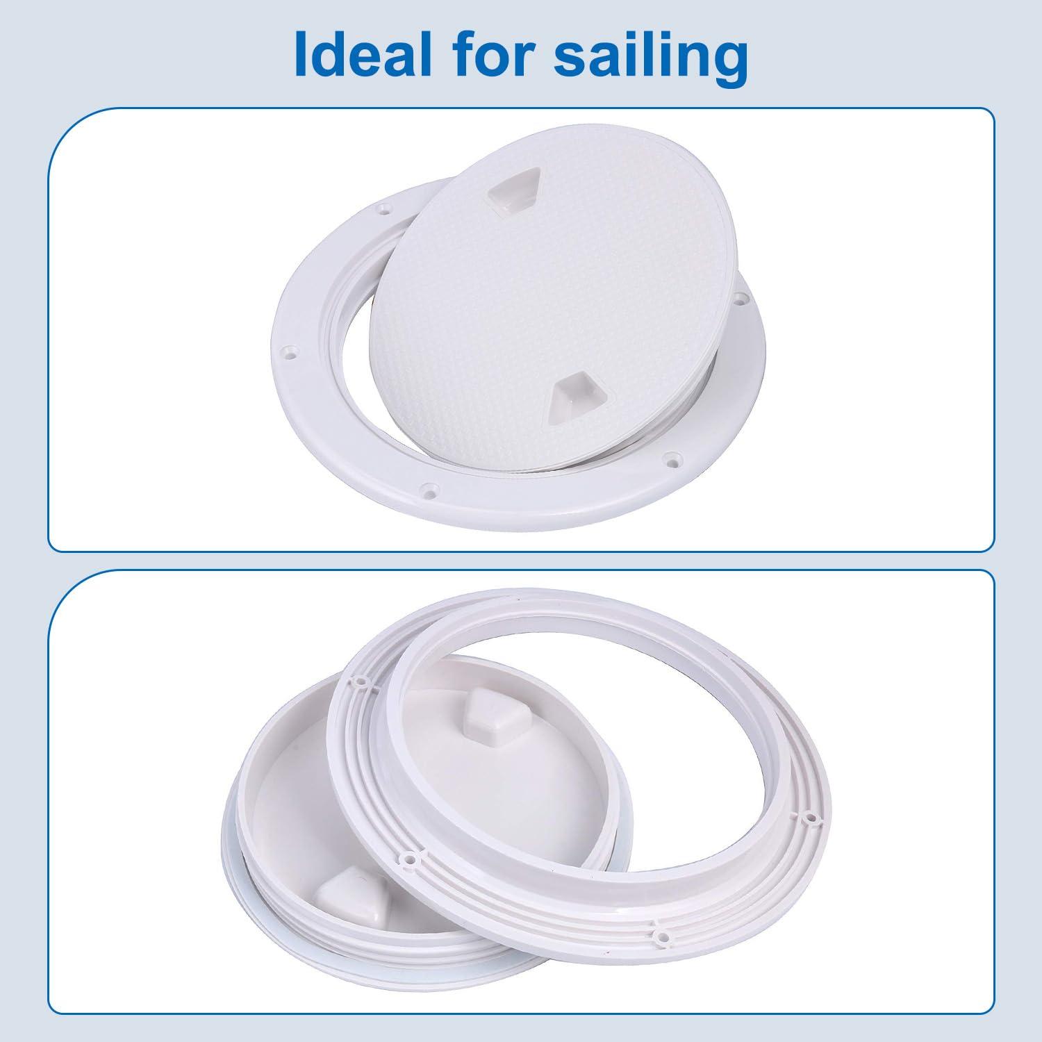 Amarine Made Amarine Made Boat Round Non Slip Inspection Hatch Detachable Cover and Pre-drilled Holes in Deck Plate Easily to Install Cut Out Dia:7-1/2\" Outside Dia: 9-4/5\"