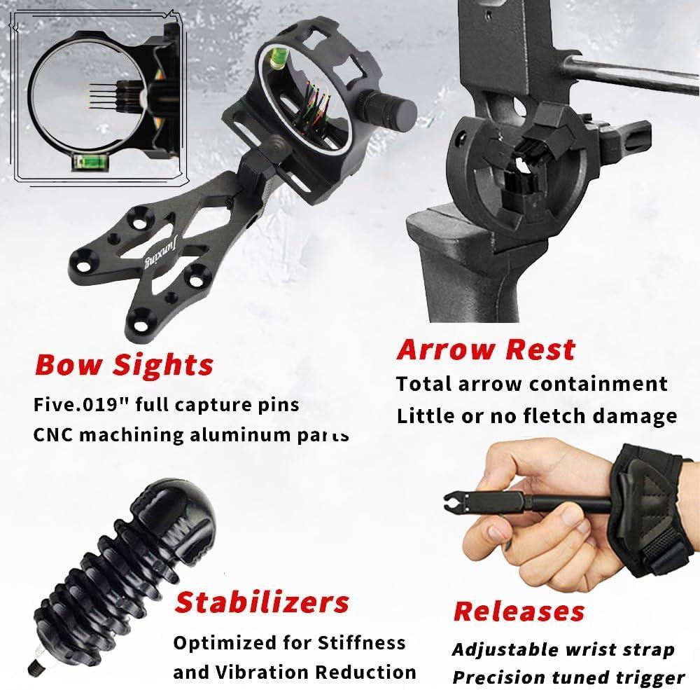 SHARROW Compound Bow Kit for Adult and Beginner,Hunting Bow Archery Set with Alll Accessory,Draw Weight 30-55 Lbs, Right & Left Handed for Hunting Fishing Target Shooting (Earth, Left Handed)