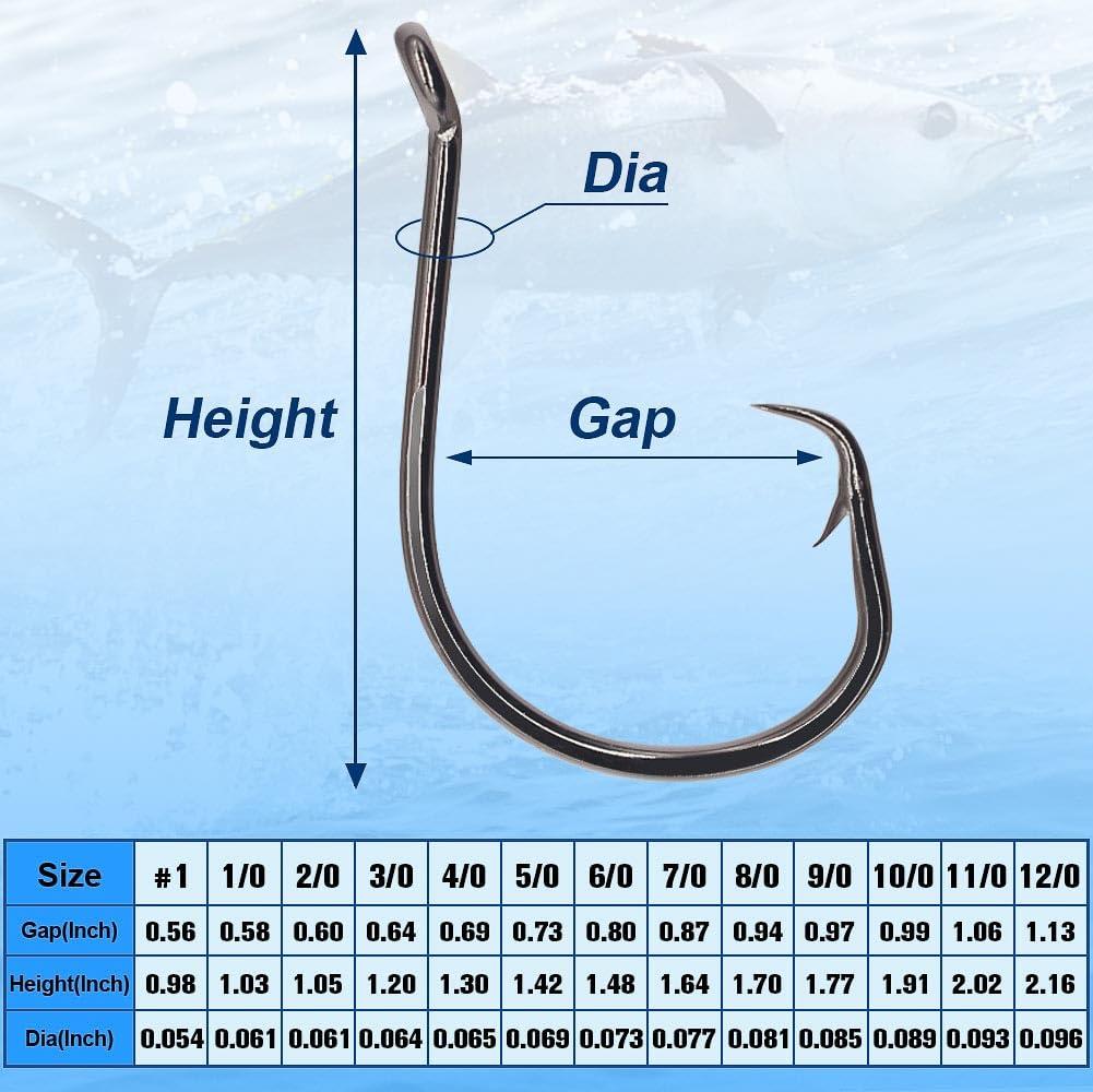 XFISHMAN Circle-Hooks-Fishing-Equipment-Octopus-Hooks-Saltwater-50 Pack #1 12/0