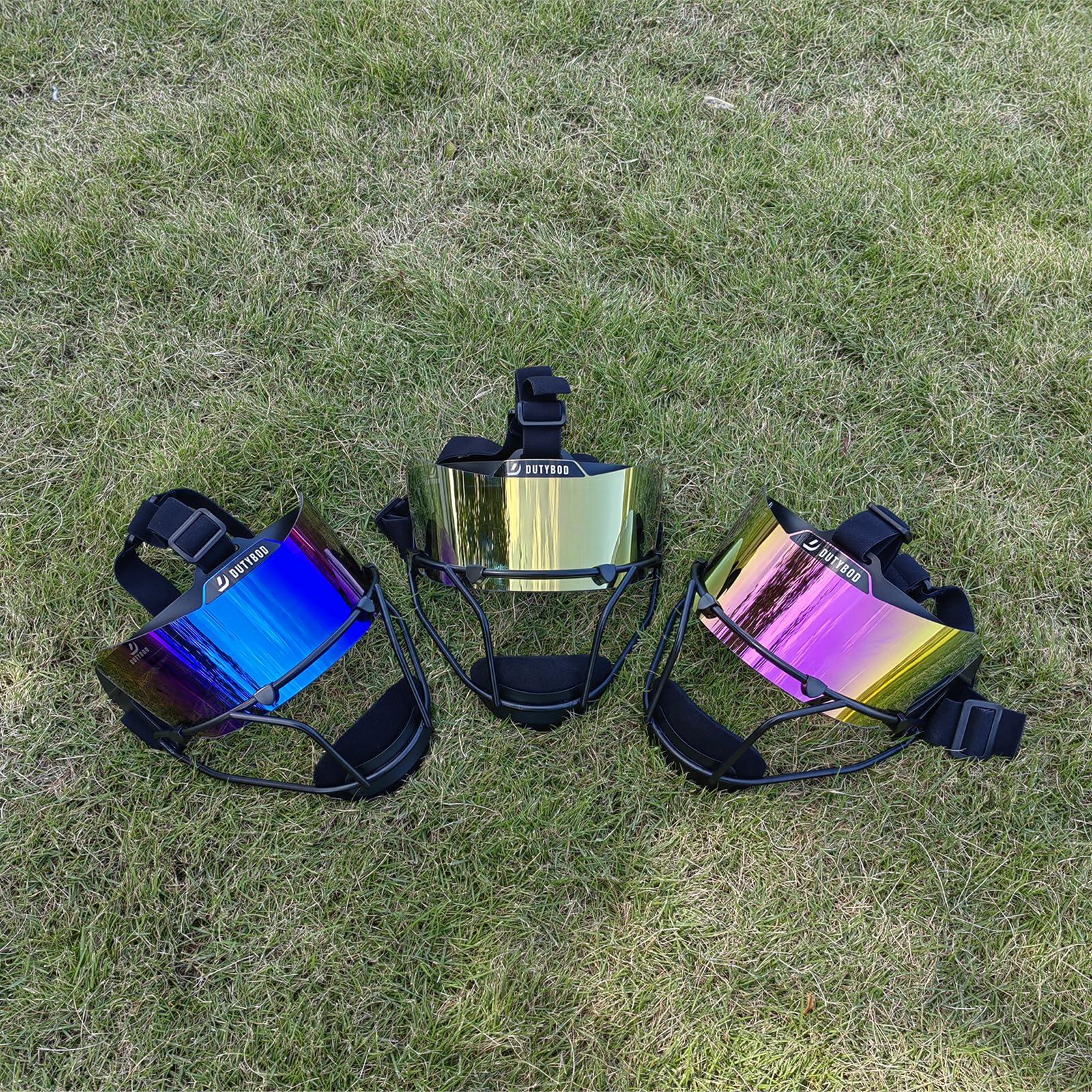 DUTYBOD DUTYBOD Softball Face Mask Softball mask Visor Lightweight and Comfortable with Wide Field Vision fit All Ages - Durable and Safety Softball Face Mask Sets (Black-Gold)