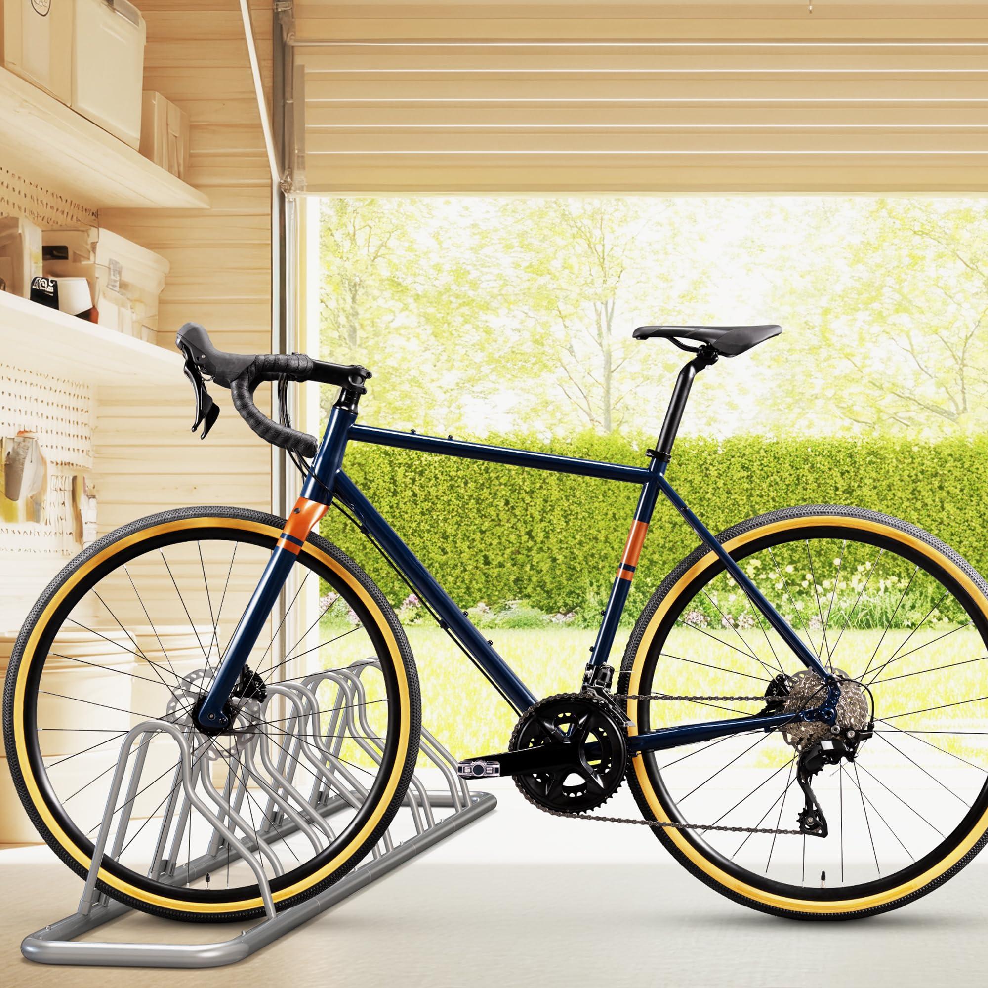 Simple Houseware Simple Houseware 5 Bike Bicycle Floor Parking Adjustable Storage Stand, Silver