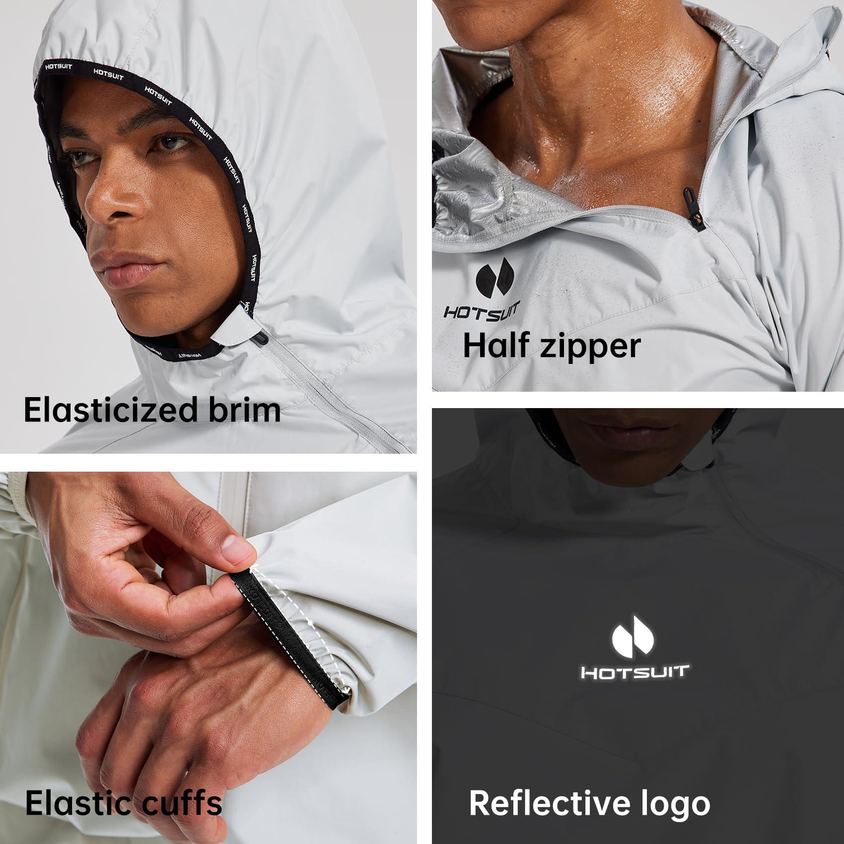 HOTSUIT HOTSUIT Sauna Suit for Men Sweat Sauna Jacket Pant Gym Workout Sweat Suits, Light Gray, XL